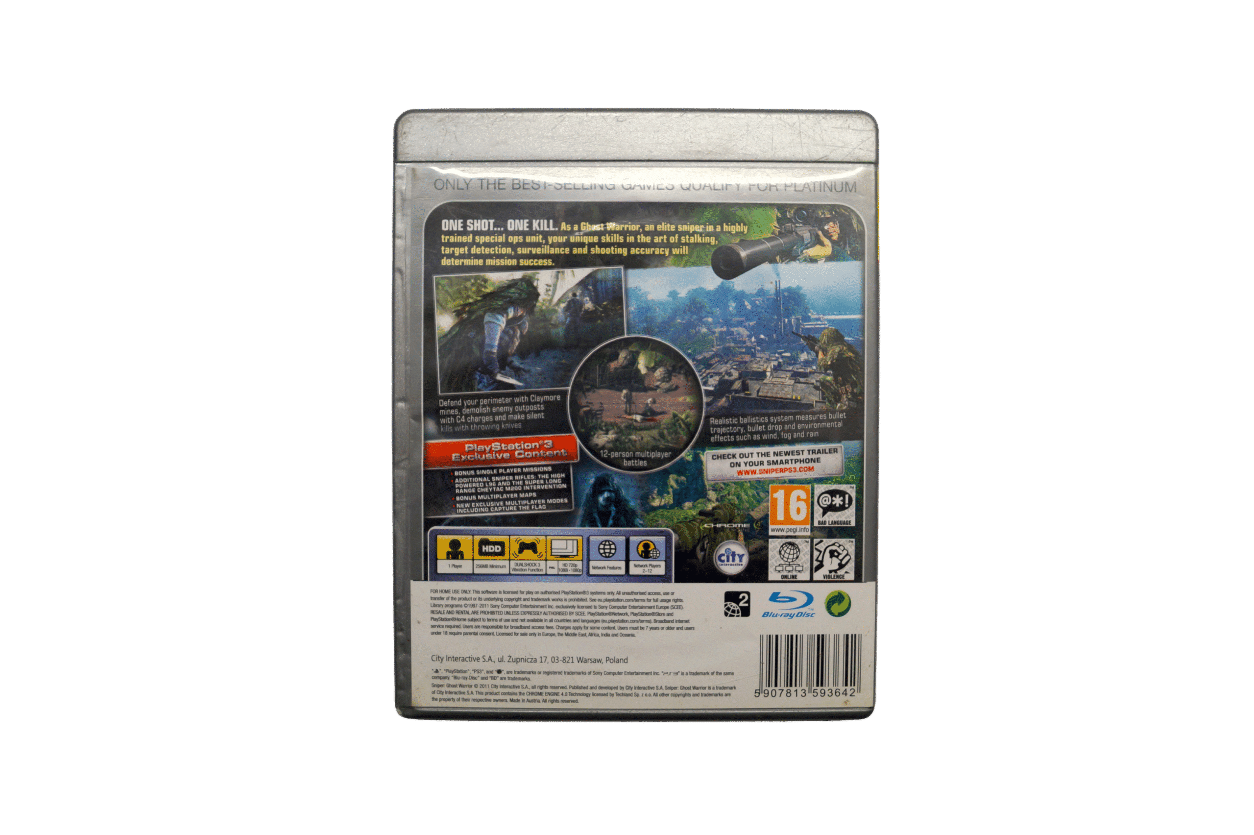 Sniper: Ghost Warrior (Platinum) – PS3 (Brugt) – Back cover