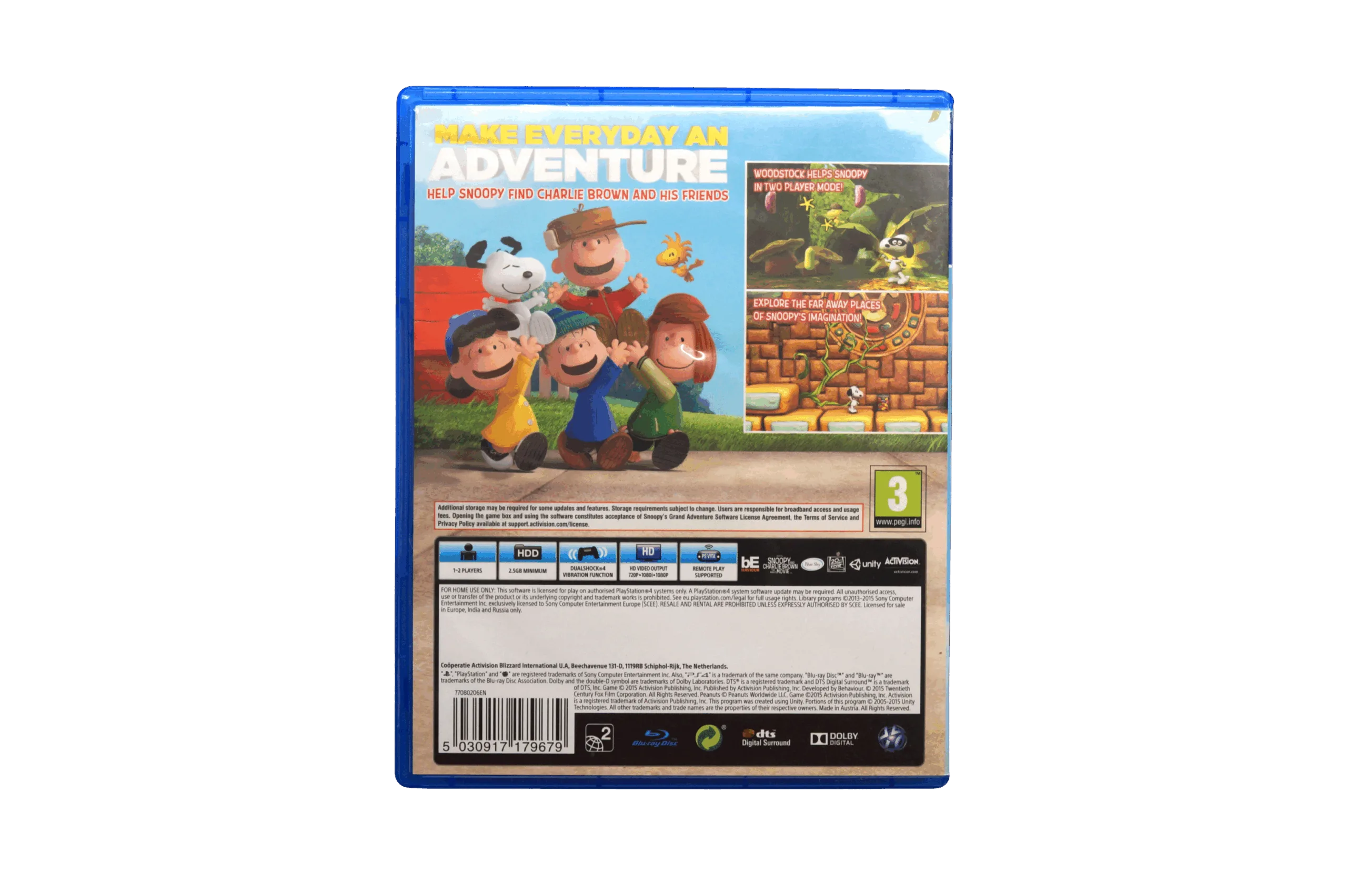 Snoopy’s Grand Adventure – PS4 (Brugt) – Back cover