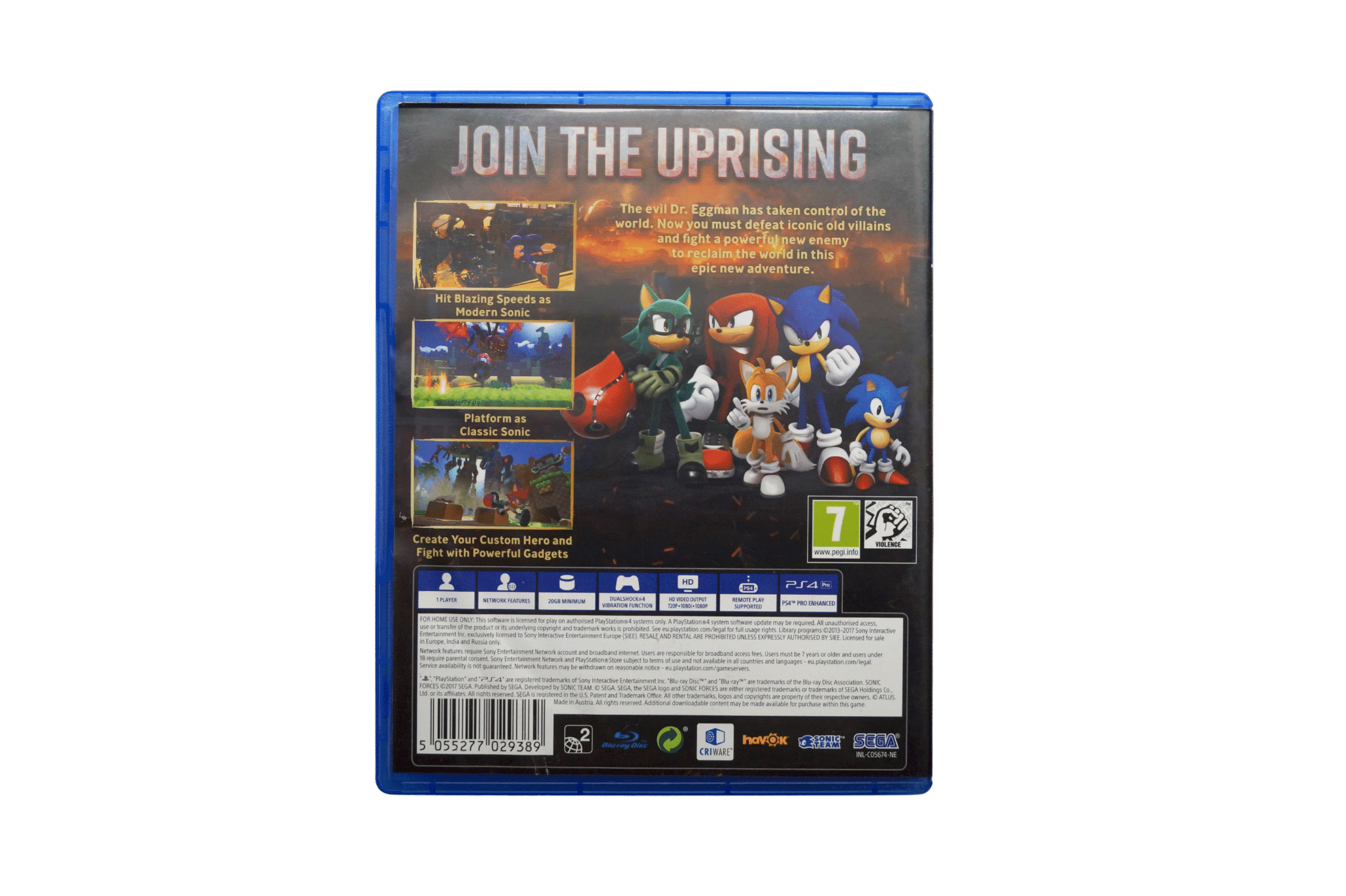 Sonic Forces – PS4 (Brugt) – Alder: PEGI 7 – PlayStation 4 – Back cover