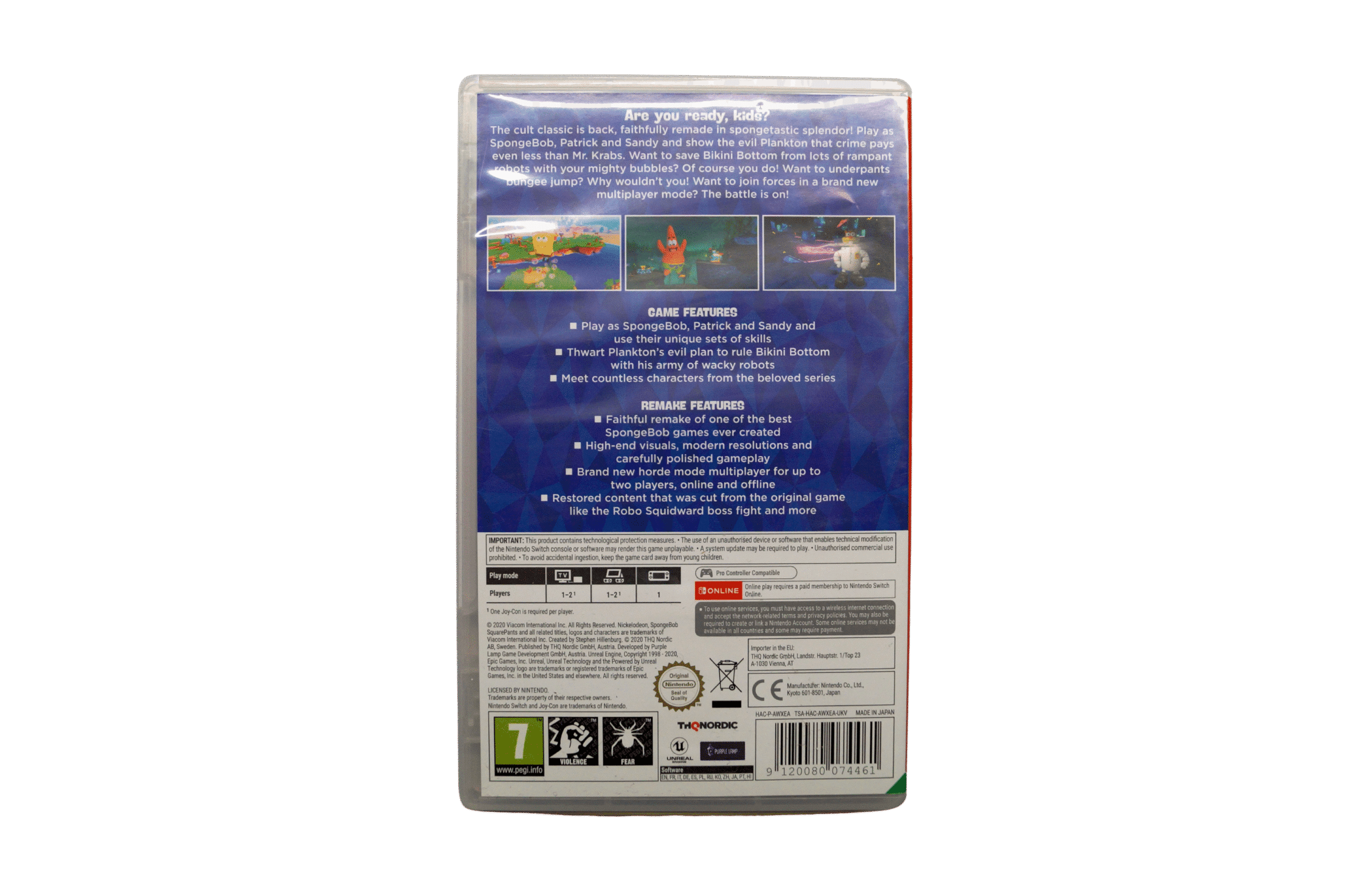 SpongeBob SquarePants: Battle for Bikini Bottom – Rehydrated – Nintendo Switch (Brugt) – Alder: PEGI 7 – Nintendo Switch – Back cover