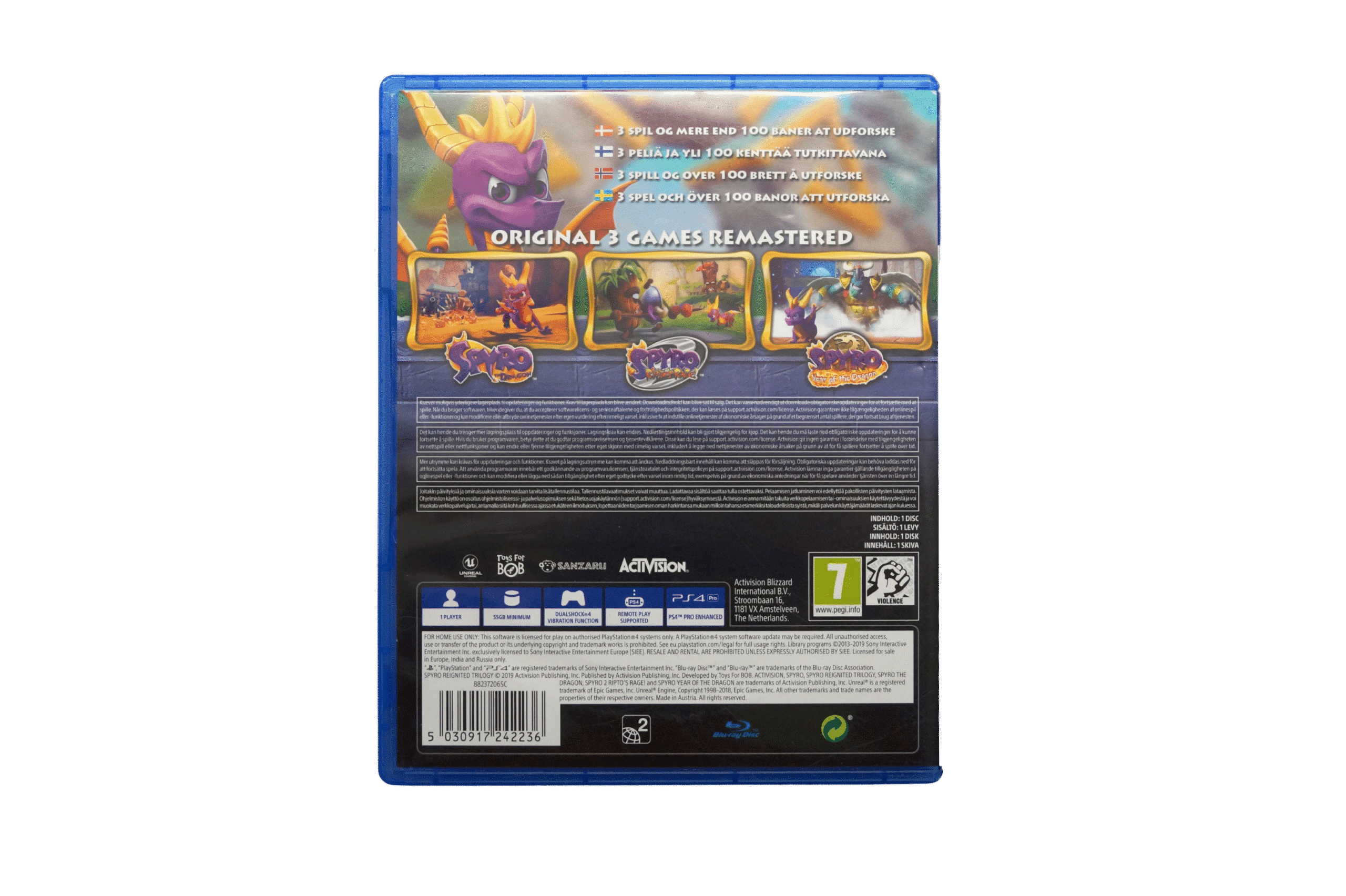 Spyro Reignited Trilogy – PS4 (Brugt) – Alder: PEGI 7 – PlayStation 4 – Back cover