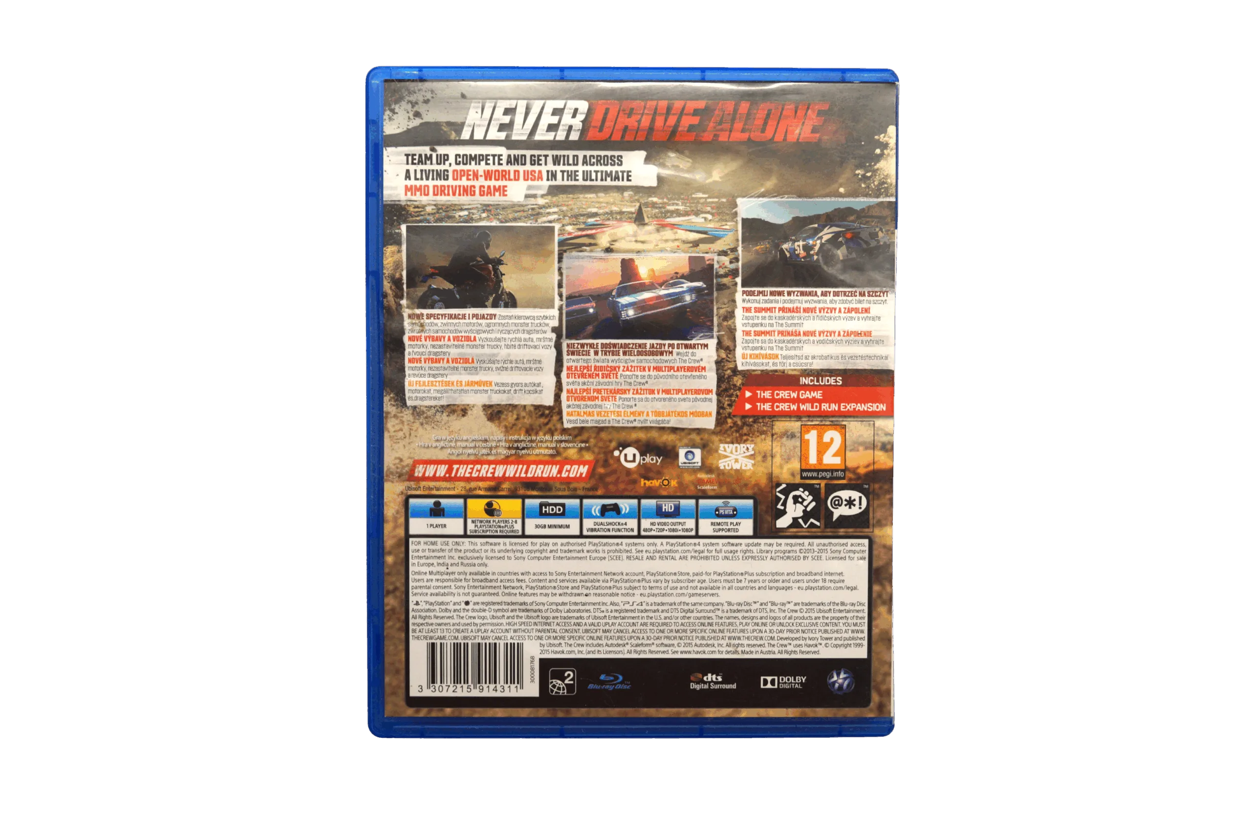 The Crew Wild Run Edition – PS4 (Brugt) – Alder: PEGI 12 – PlayStation 4 – Back cover