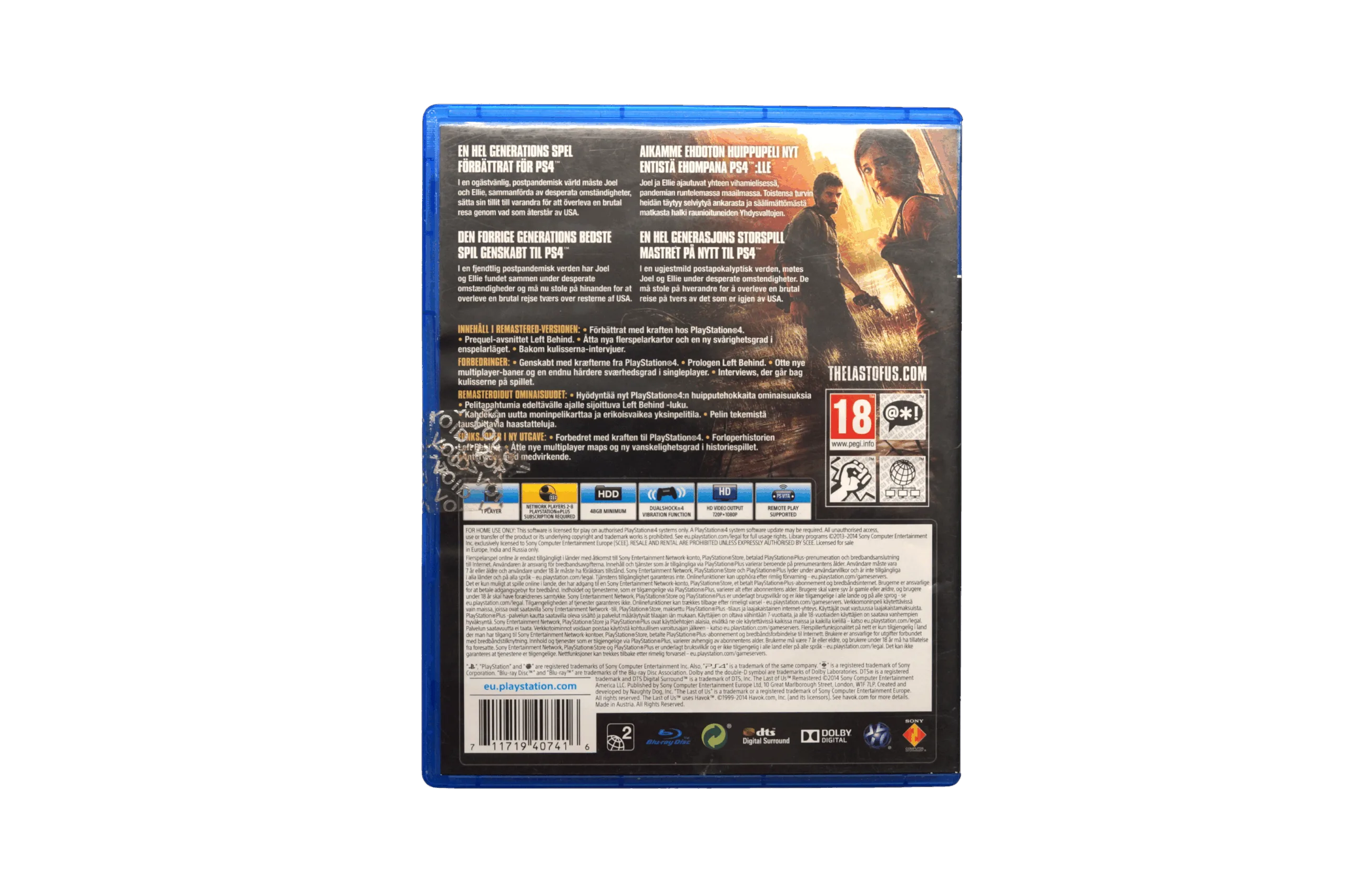 The Last of Us Remastered – PS4 (Brugt) – Alder: PEGI 18 – PlayStation 4 – Back cover