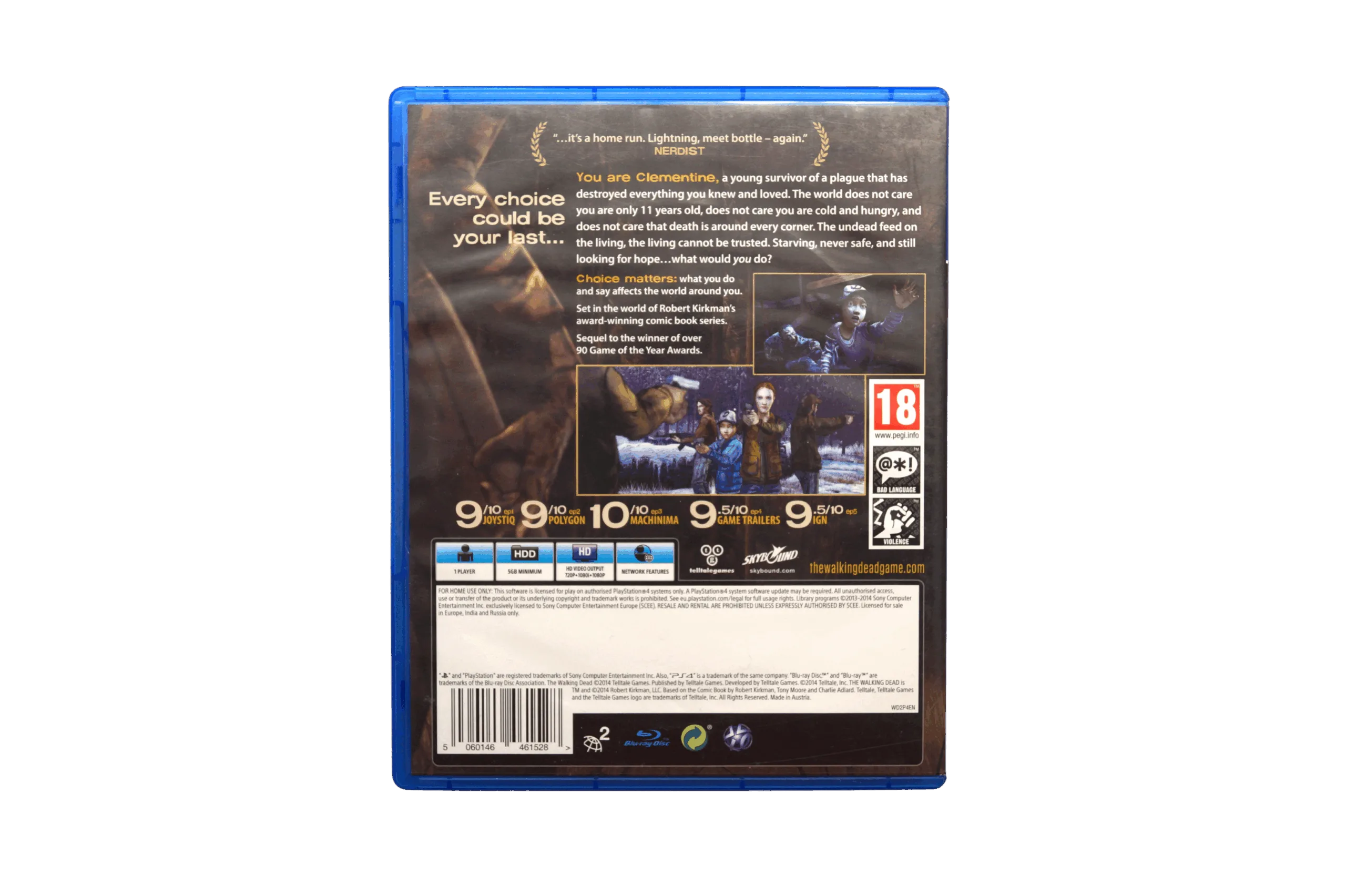 The Walking Dead: Season Two – PS4 (Brugt) – Alder: PEGI 18 – PlayStation 4 – Back cover