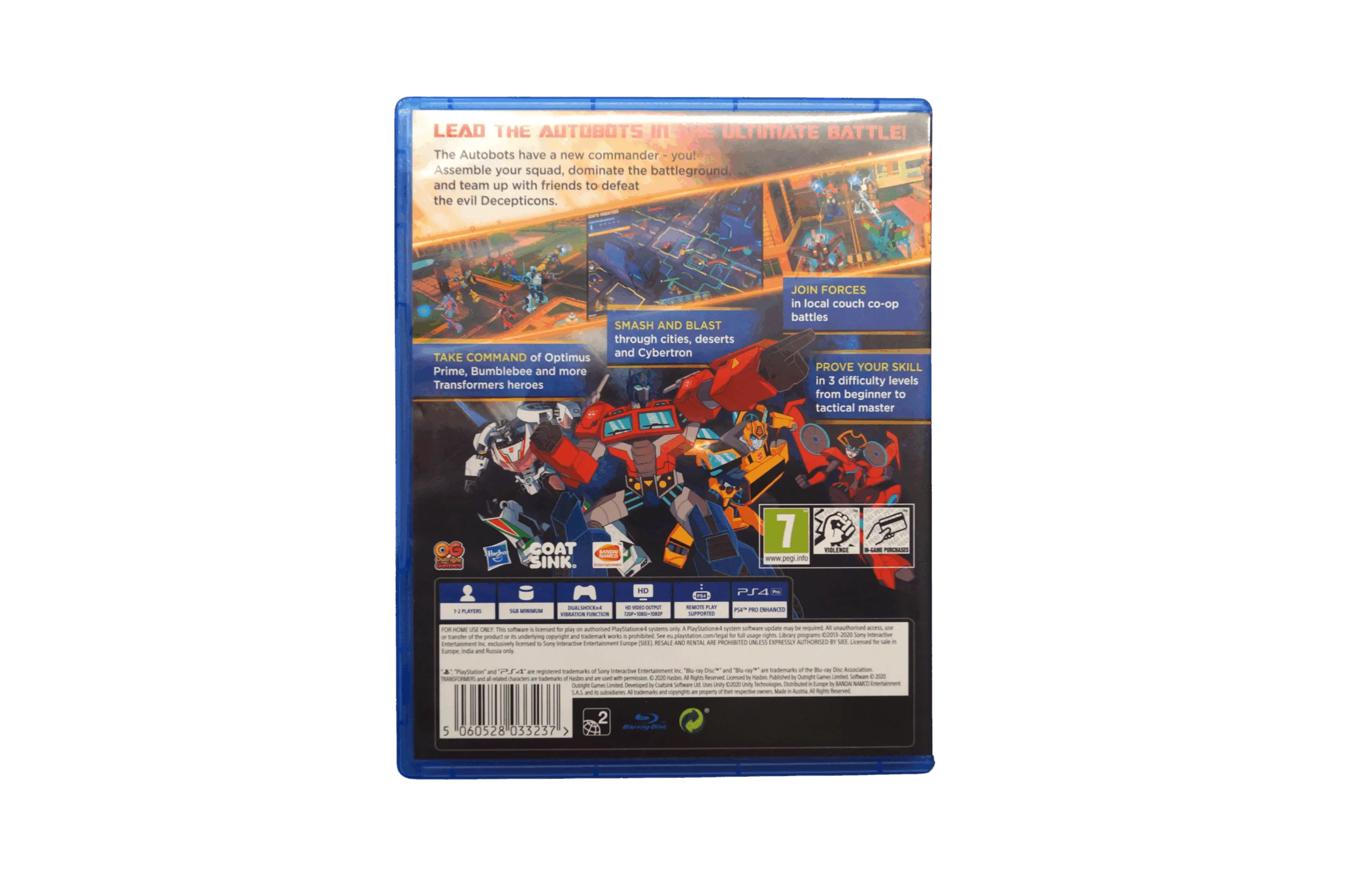 Transformers: Battlegrounds – PS4 (Brugt) – Alder: PEGI 7 – PlayStation 4 – Back cover