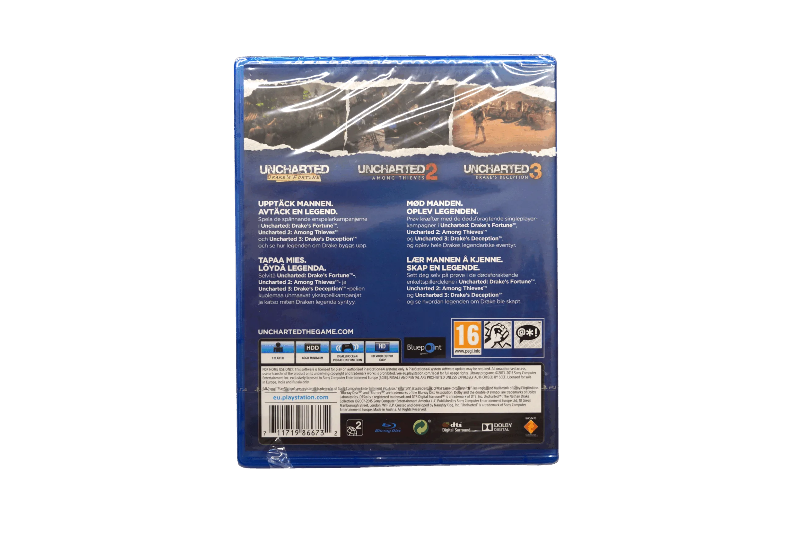 Uncharted: The Nathan Drake Collection – PS4 (Brugt) – Back cover