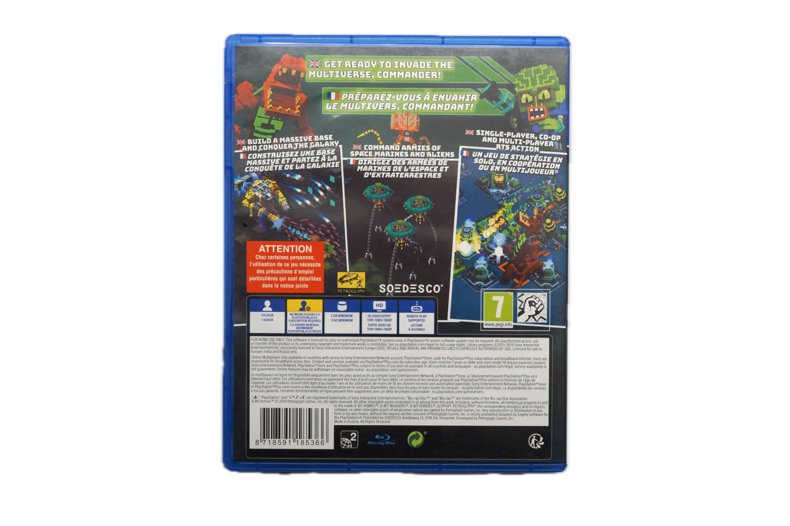 8-Bit Invaders! – PS4 (Brugt) – Alder: PEGI 7 – PlayStation 3, PlayStation 4 – Back cover