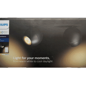 Philips Hue Buckram dobbelt spotlys – Sort (Ny)