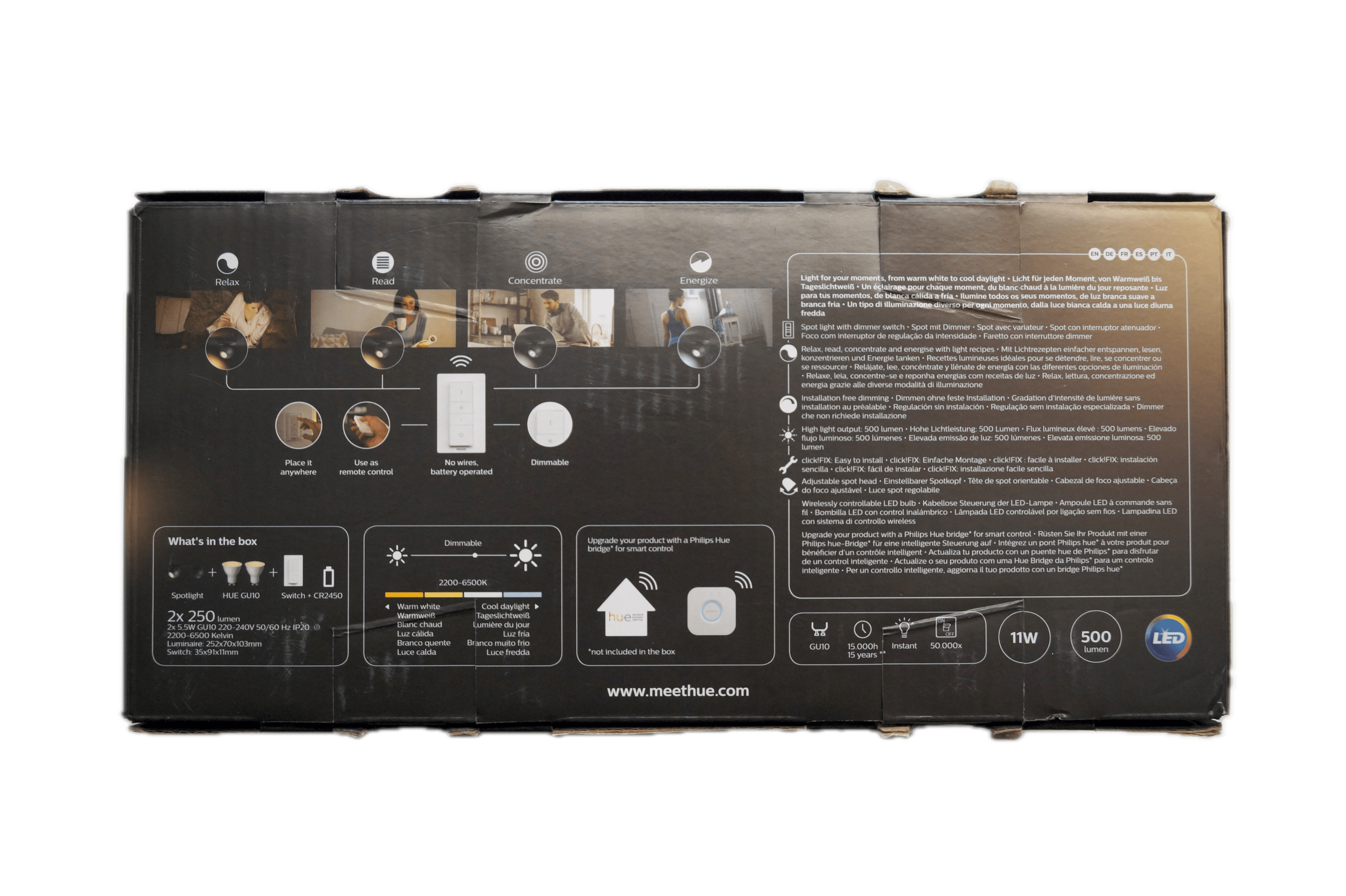 Philips Hue Buckram dobbelt spotlys – Sort (Ny)