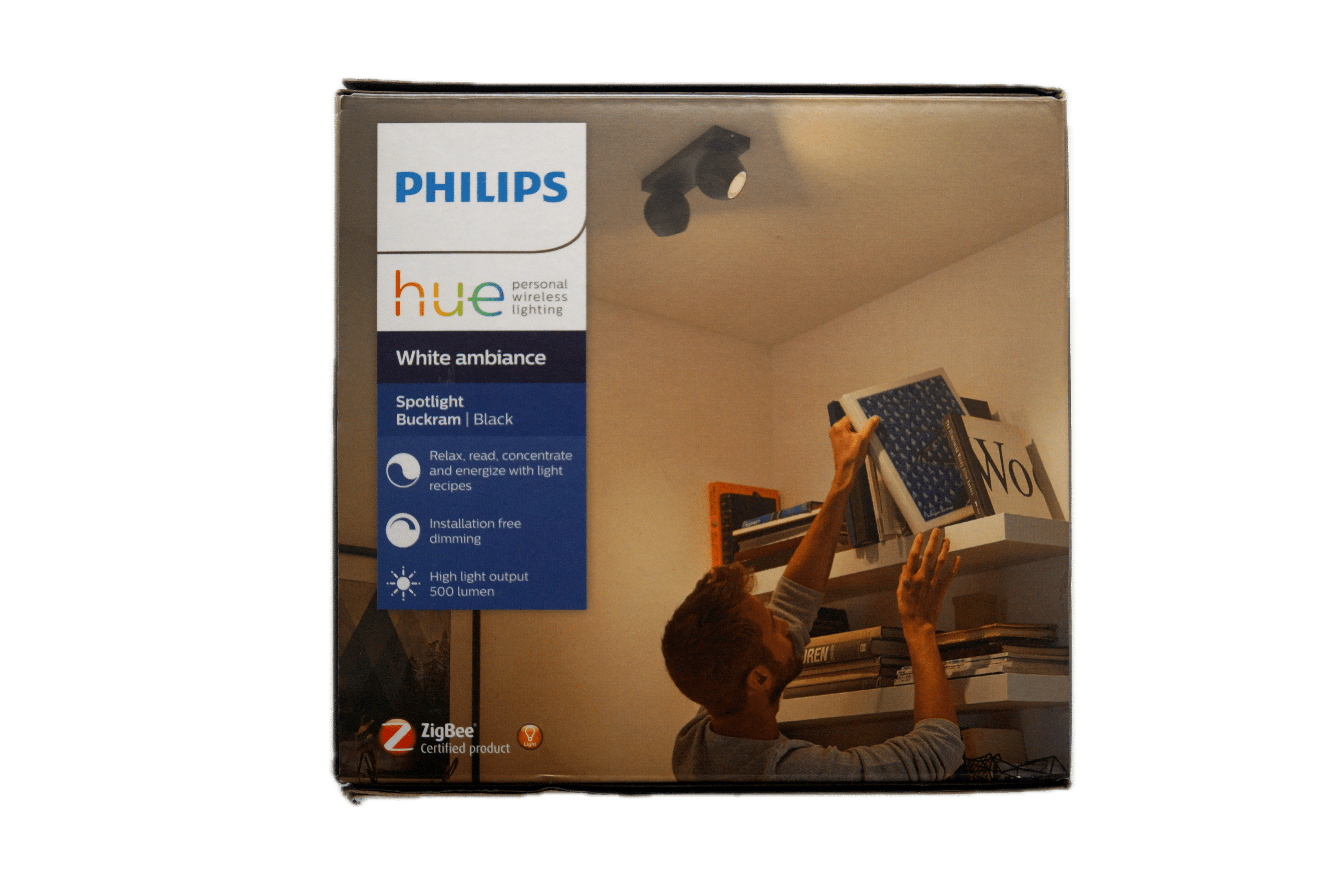 Philips Hue Buckram dobbelt spotlys – Sort (Ny)