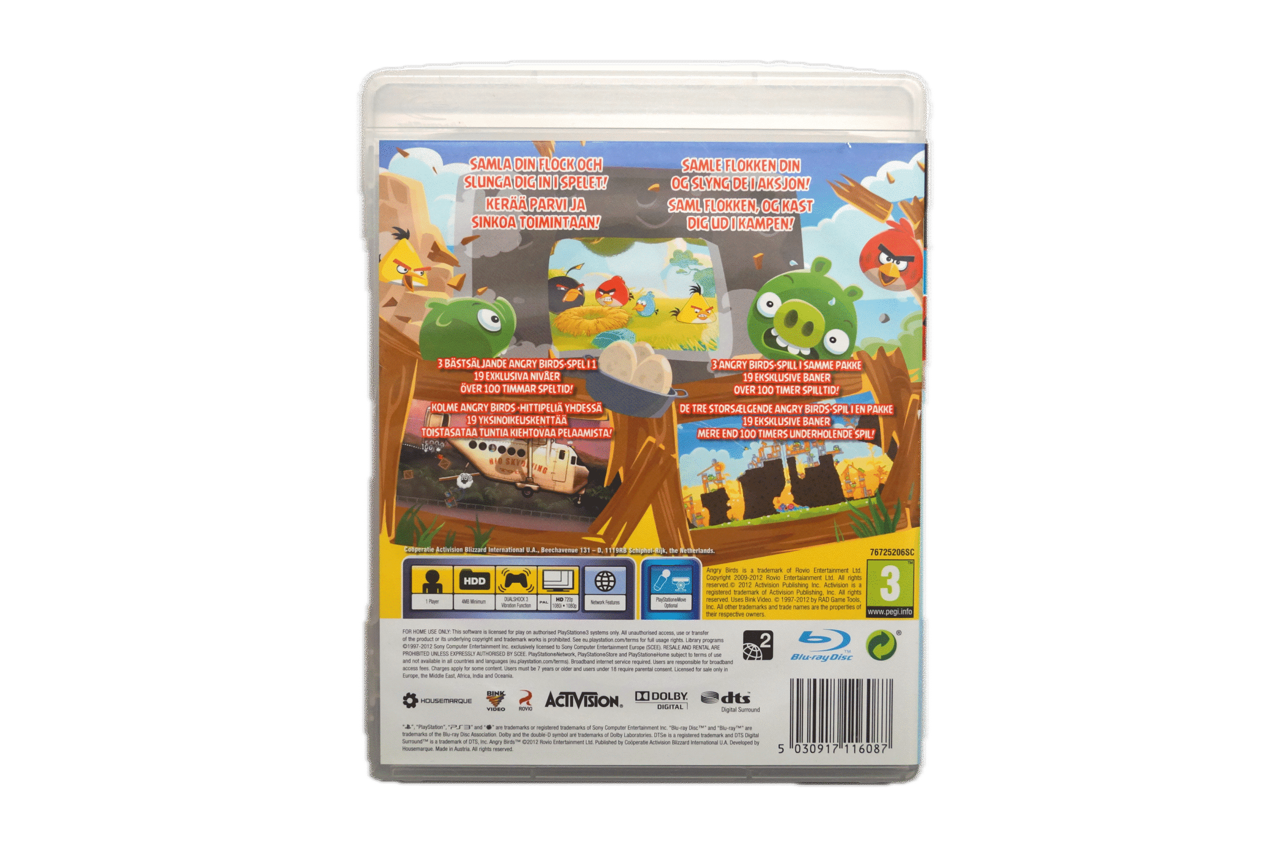 Angry Birds Trilogy – PS3 Move (Brugt) – Back cover