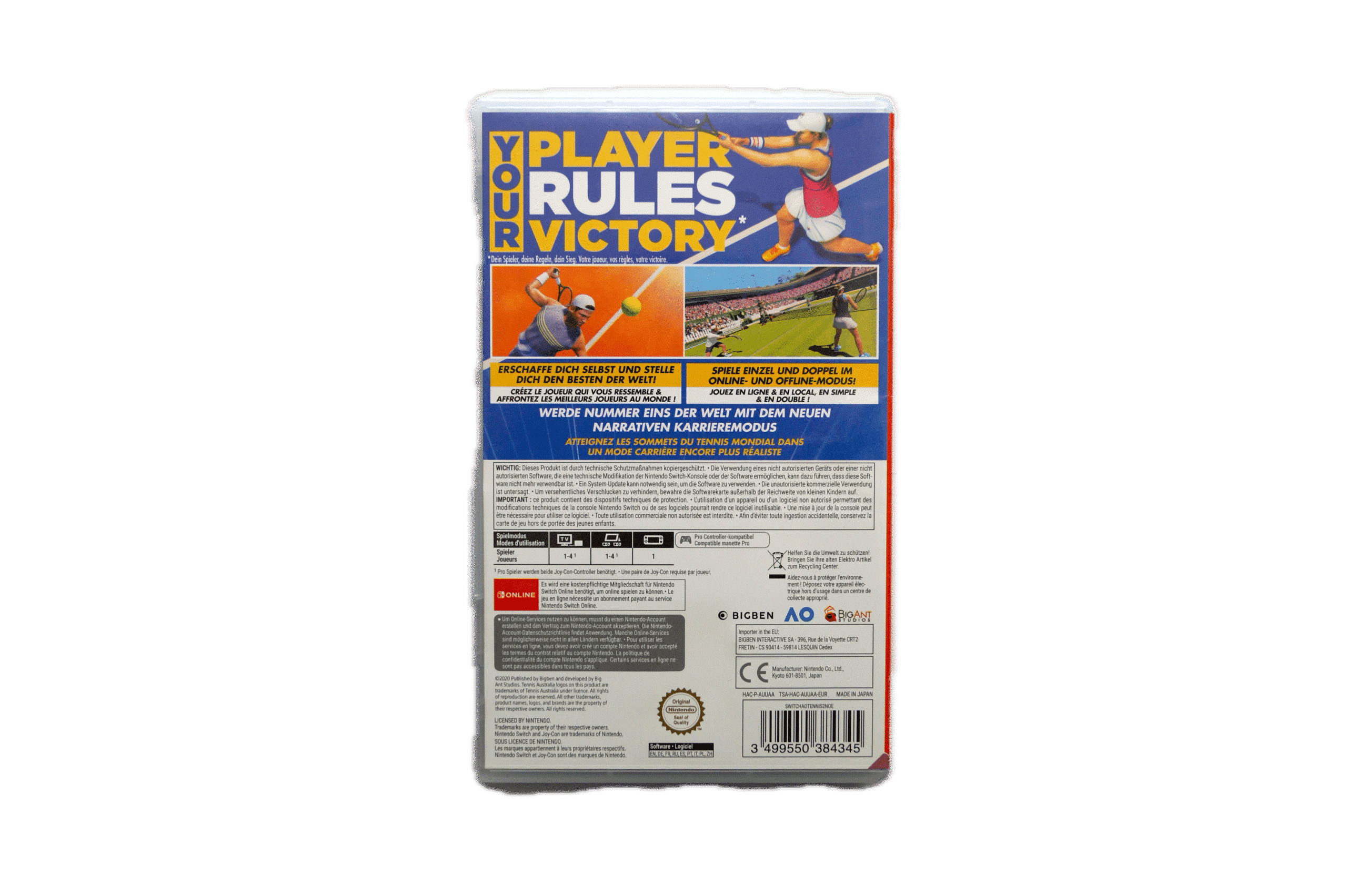 AO Tennis 2 – Nintendo Switch (Brugt) – Alder: PEGI 3 – Nintendo Switch – Back cover