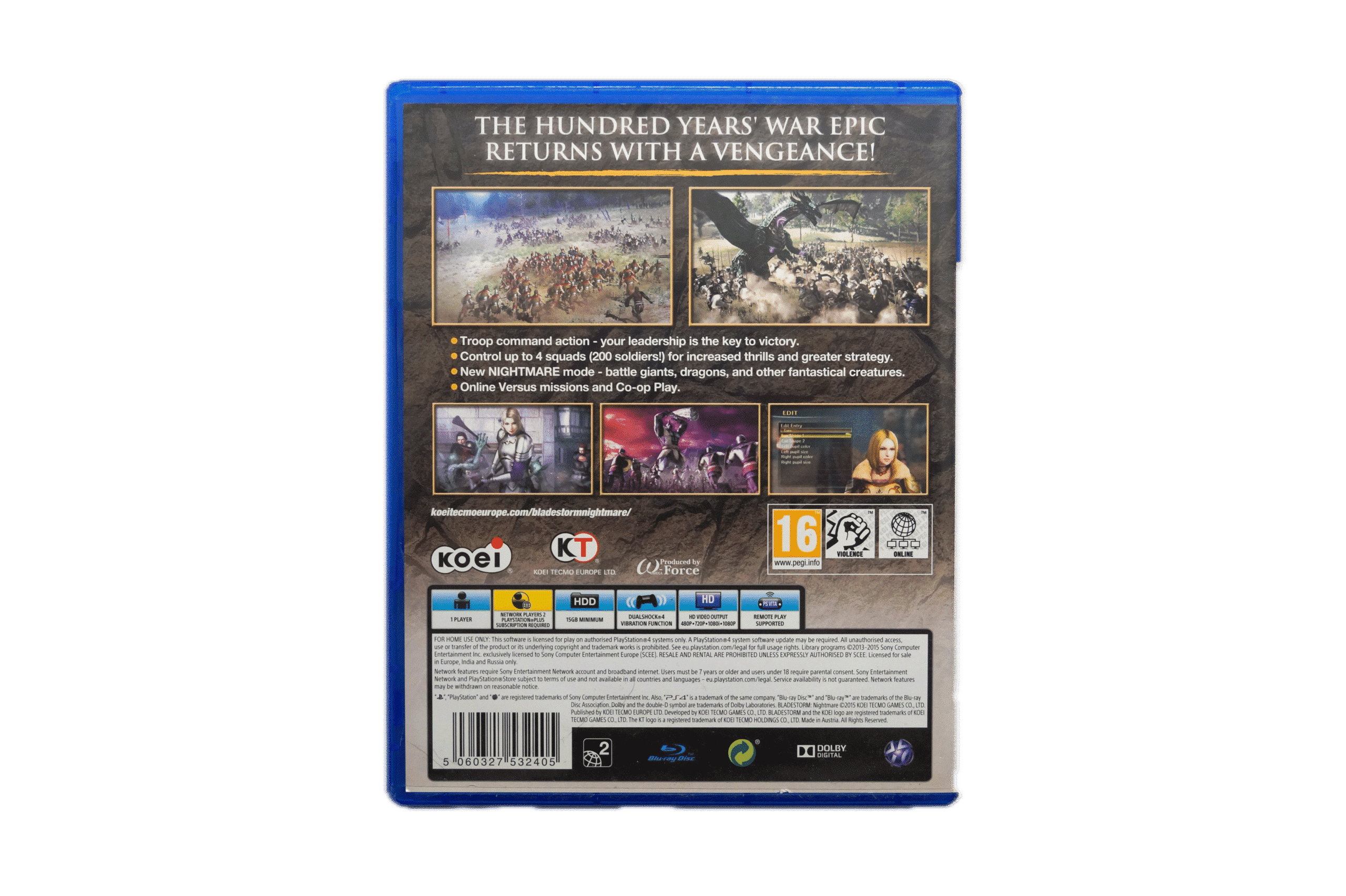Bladestorm: Nightmare – PS4 (Brugt) – Alder: PEGI 16 – PlayStation 4 – Back cover