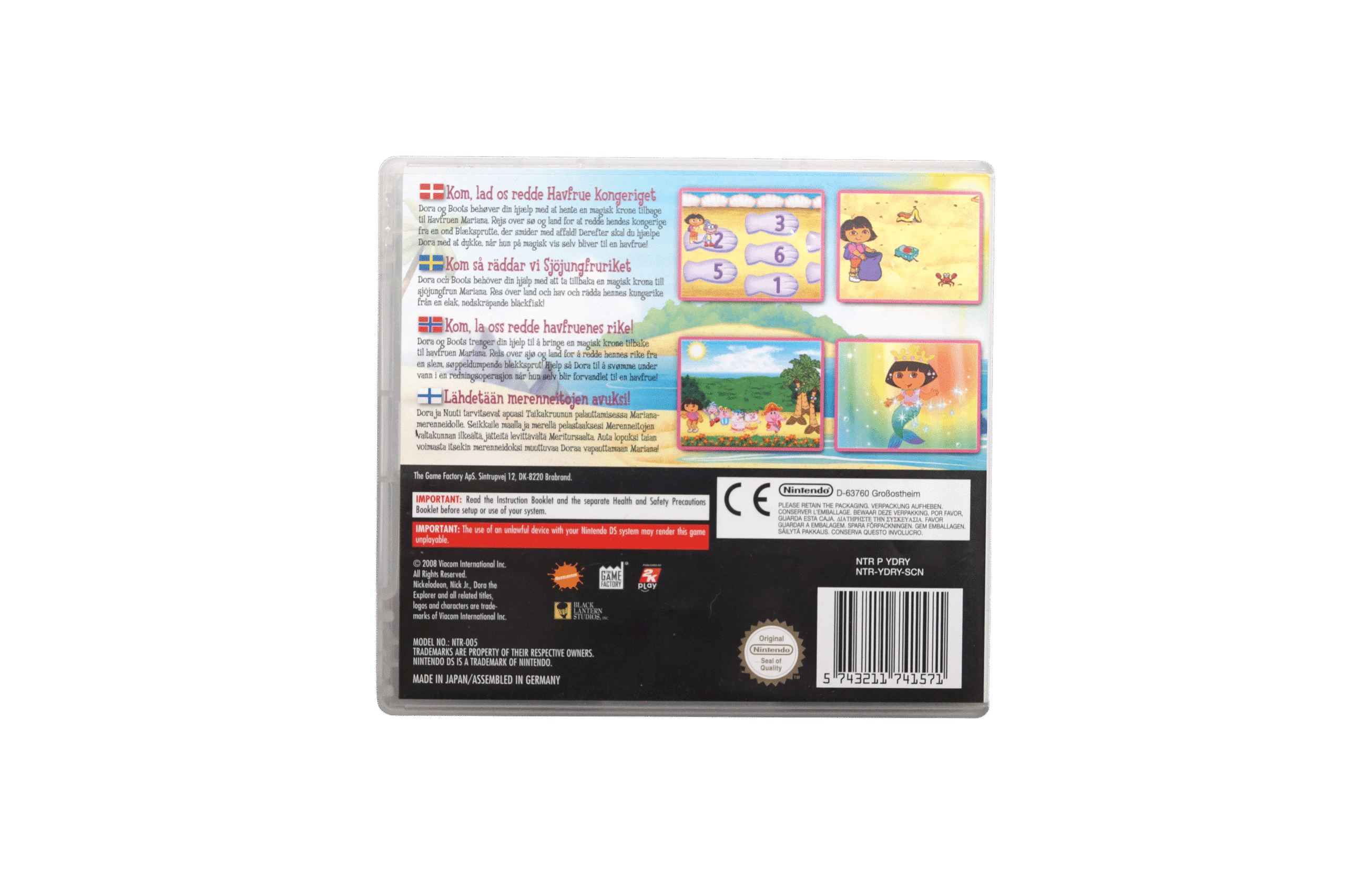 Dora Saves the Mermaids – Nintendo DS (Brugt) – Alder: PEGI 3 – Nintendo DS – Back cover