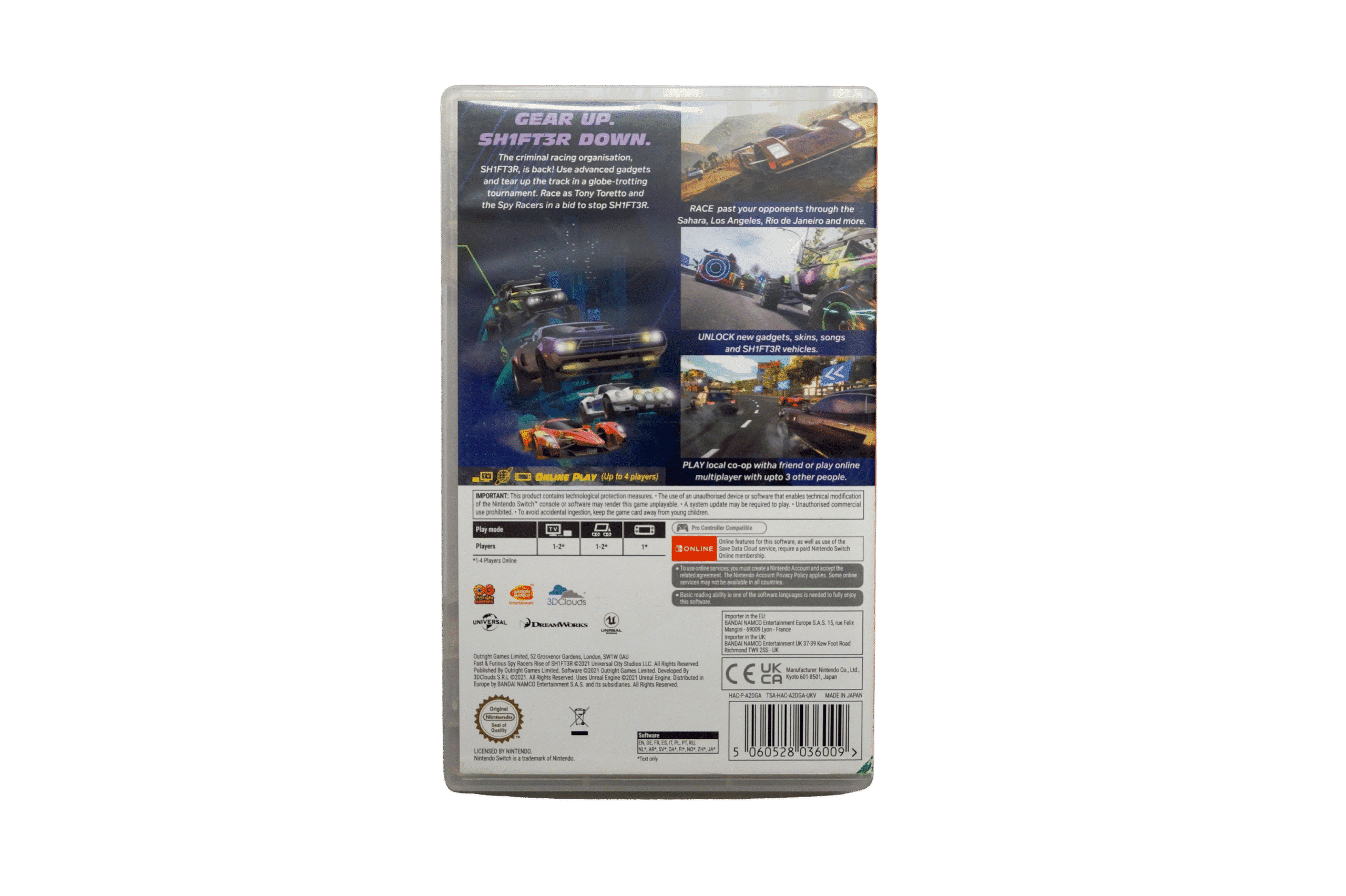 Fast & Furious: Spy Racers – Rise of Sh1ft3r – Nintendo Switch (Brugt) – Alder: PEGI 3 – Nintendo Switch – Back cover