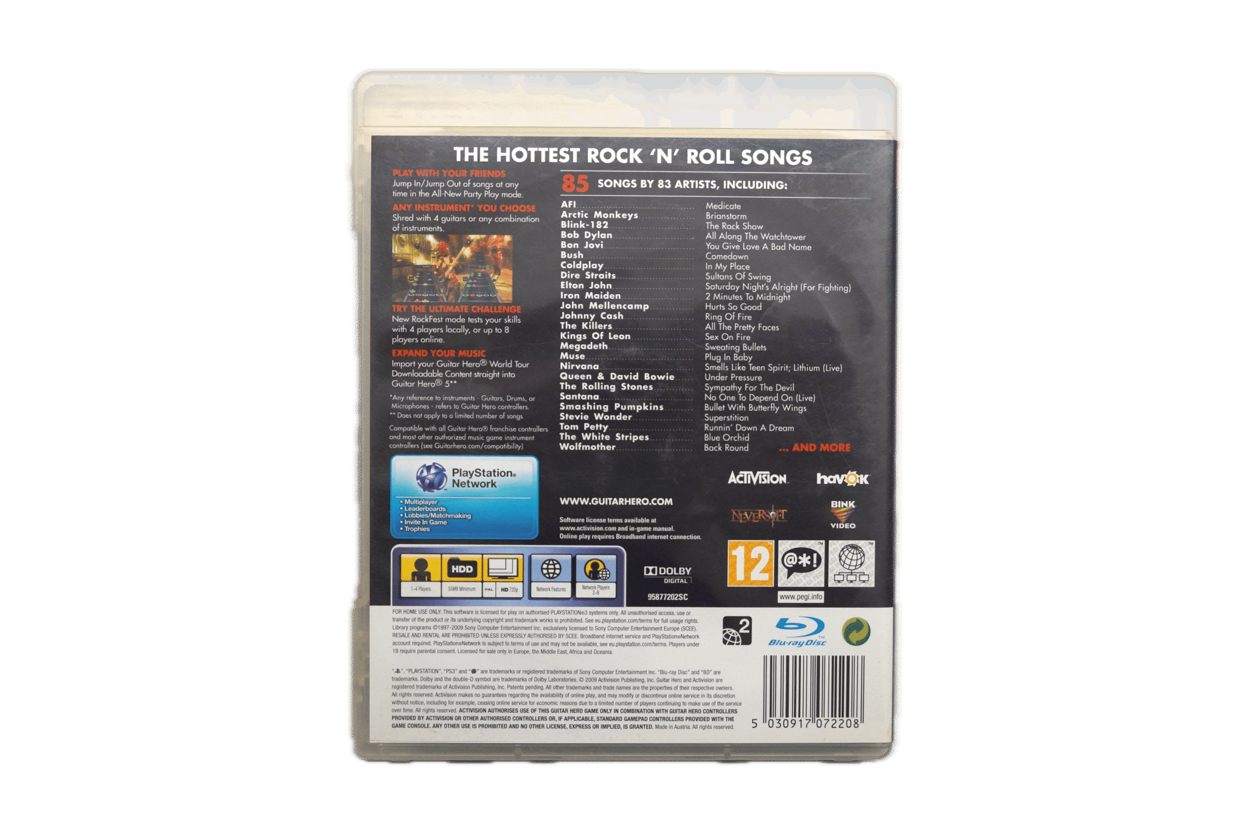 Guitar Hero 5 - PS3 (Brugt) – Alder: PEGI 12 – PlayStation 3 – Back cover