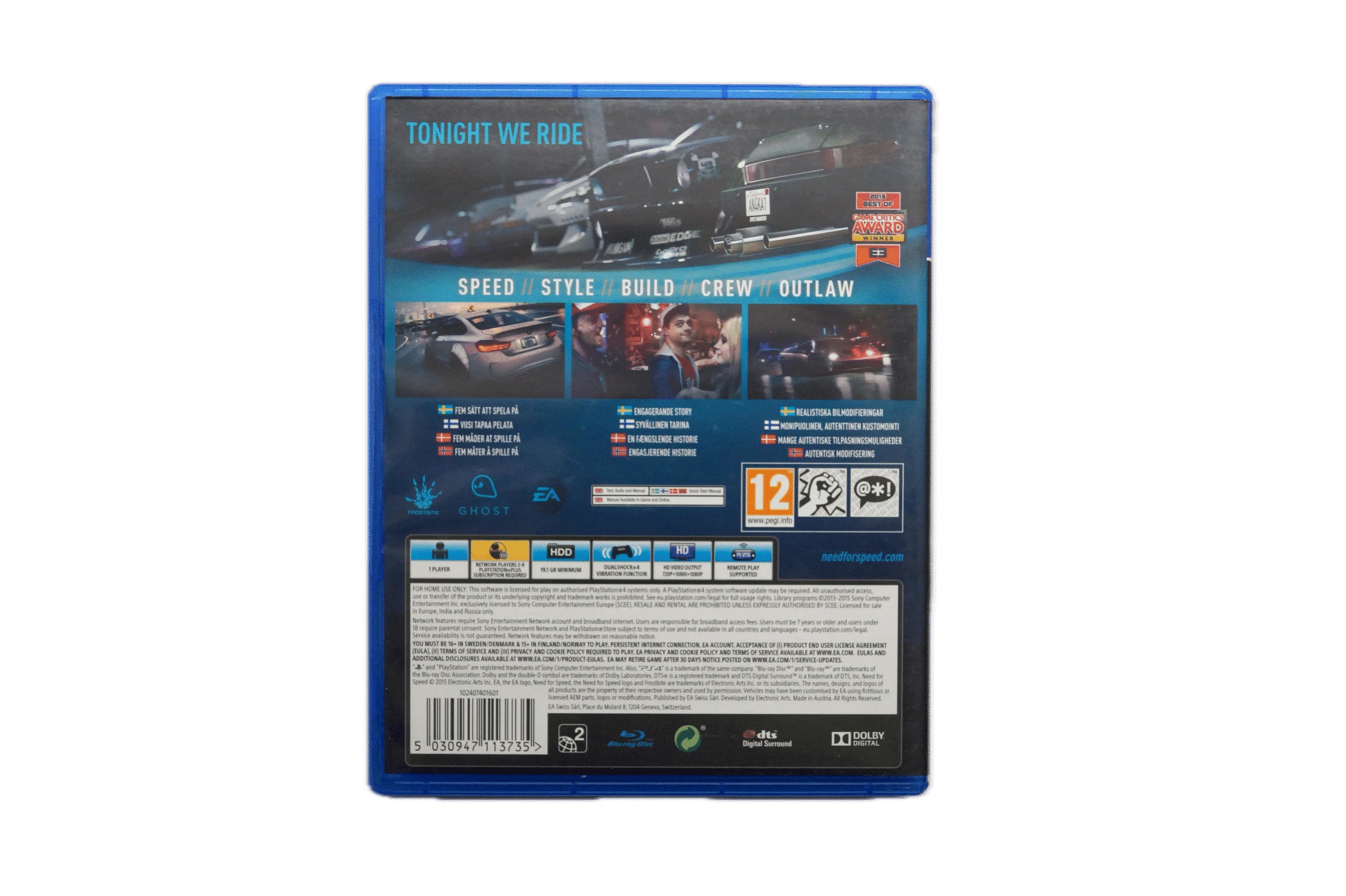 Need for Speed (2015) – PS4 (Brugt) – Back cover