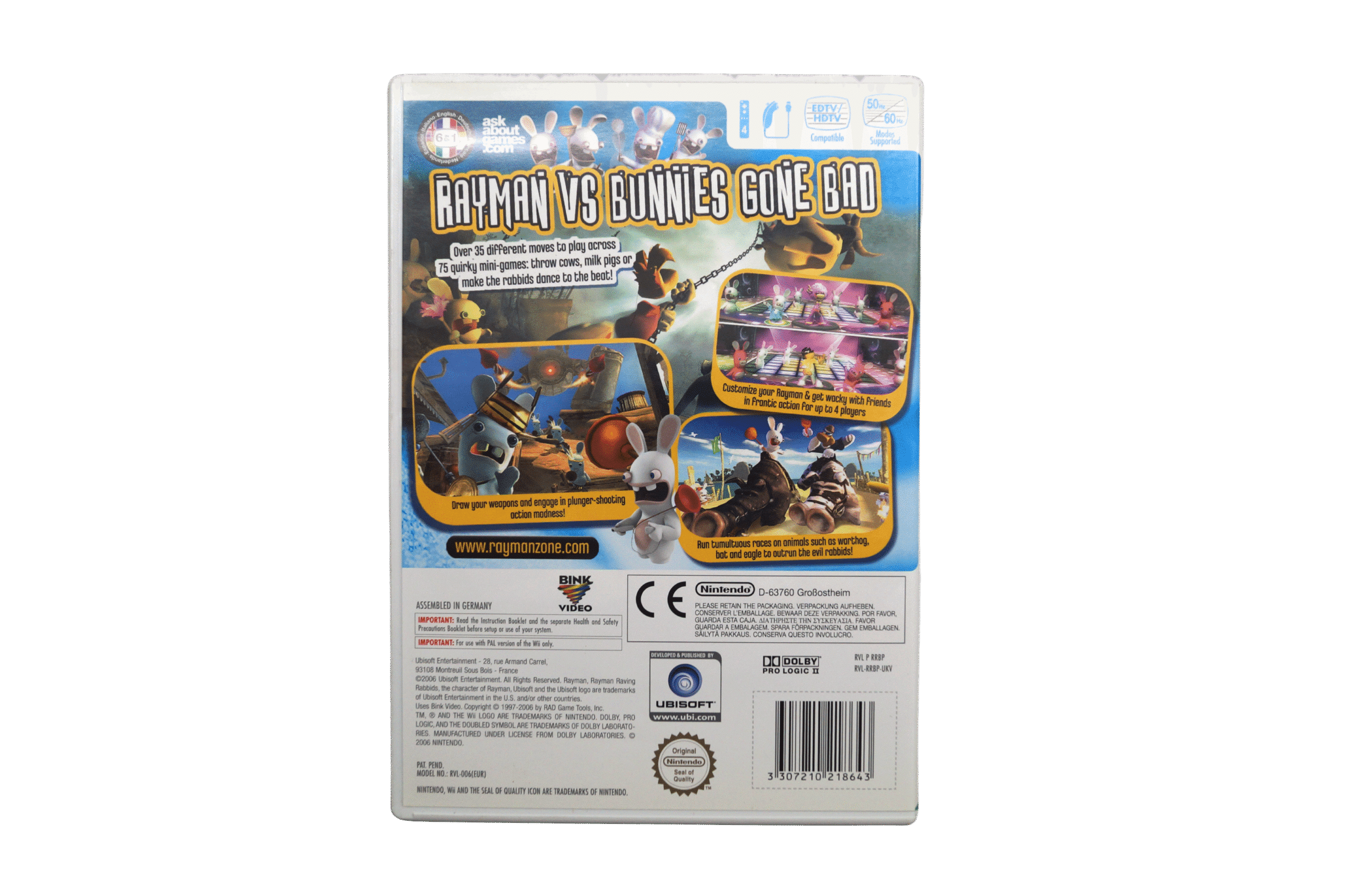 Rayman Raving Rabbids - Nintendo Wii (Brugt) – Alder: PEGI 3 – Nintendo Wii U – Back cover