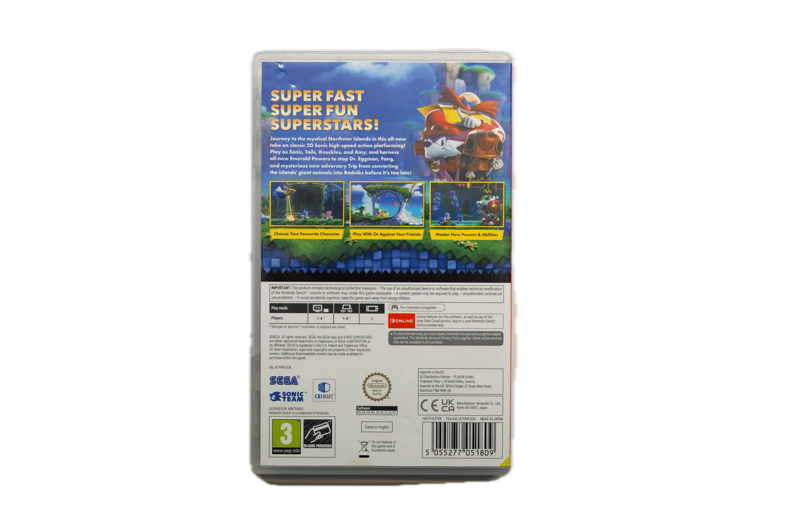 Sonic Superstars – Nintendo Switch (Brugt) – Alder: PEGI 3 – Nintendo Switch – Back cover