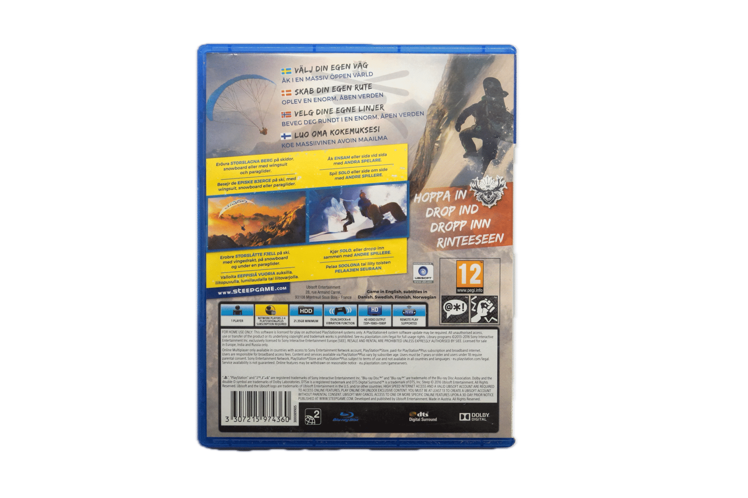 Steep – PS4 (Brugt) – Alder: PEGI 12 – PlayStation 4 – Back cover