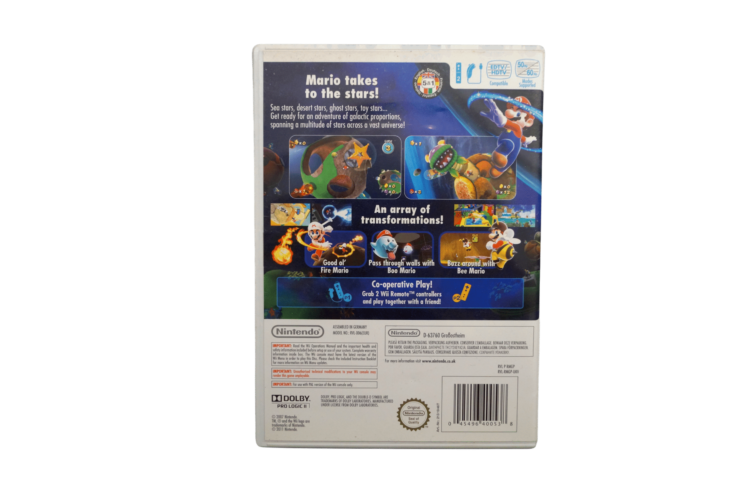 Super Mario Galaxy – Nintendo Wii (Brugt) – Back cover