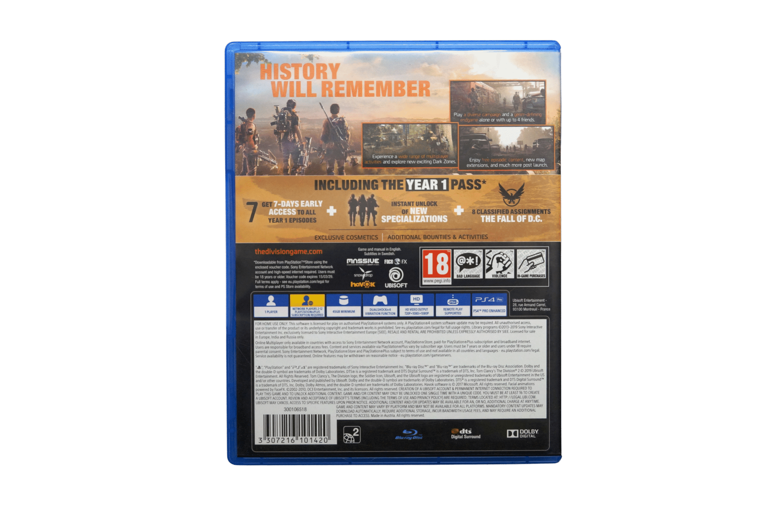 Tom Clancy´s The Division 2 Gold Edition - PS4 (Brugt) – Alder: PEGI 18 – PlayStation 4 – Back cover