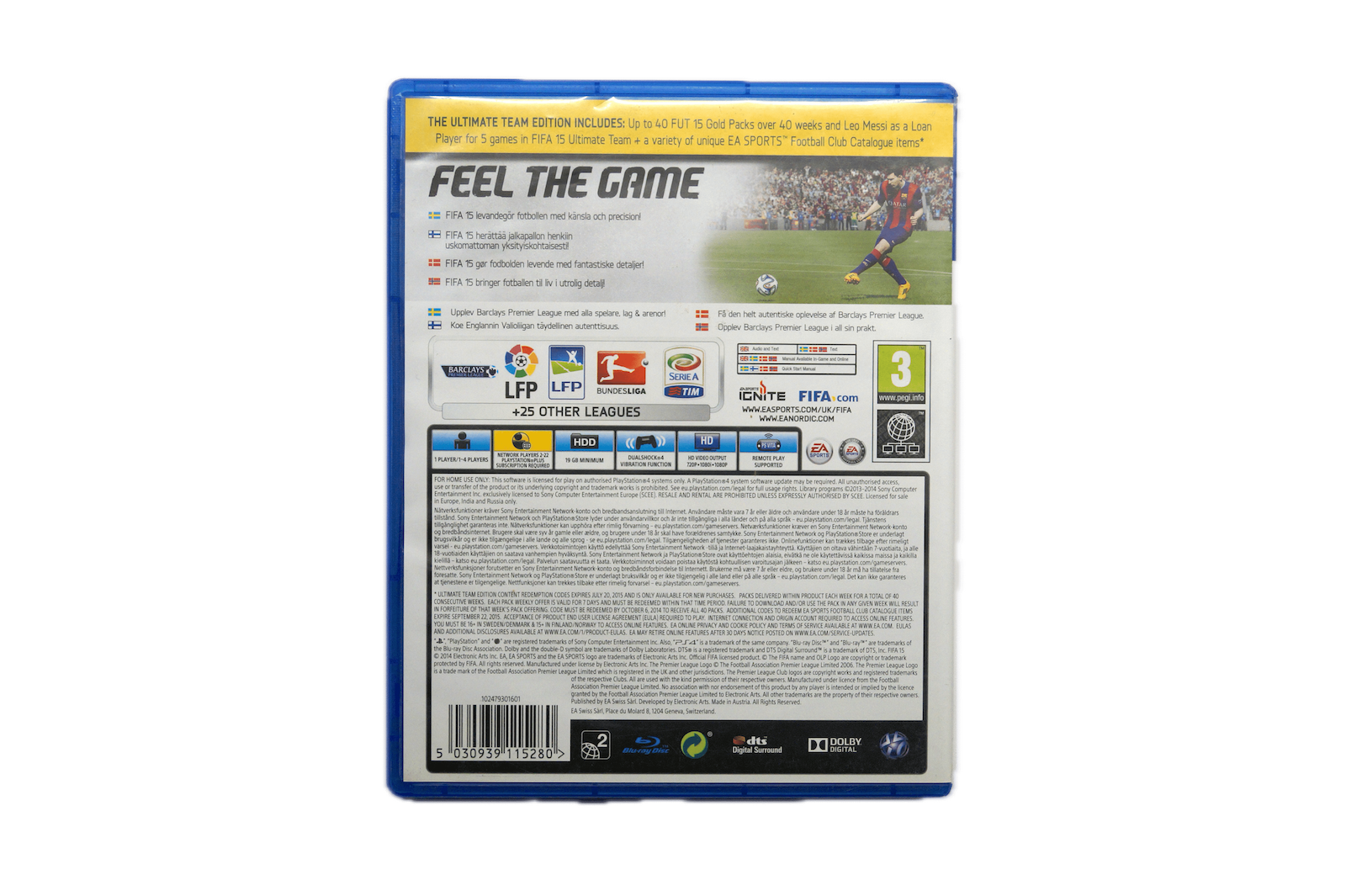 FIFA 15: Ultimate Team Edition – PS4 (Brugt) – Alder: PEGI 3 – PlayStation 4 – Back cover