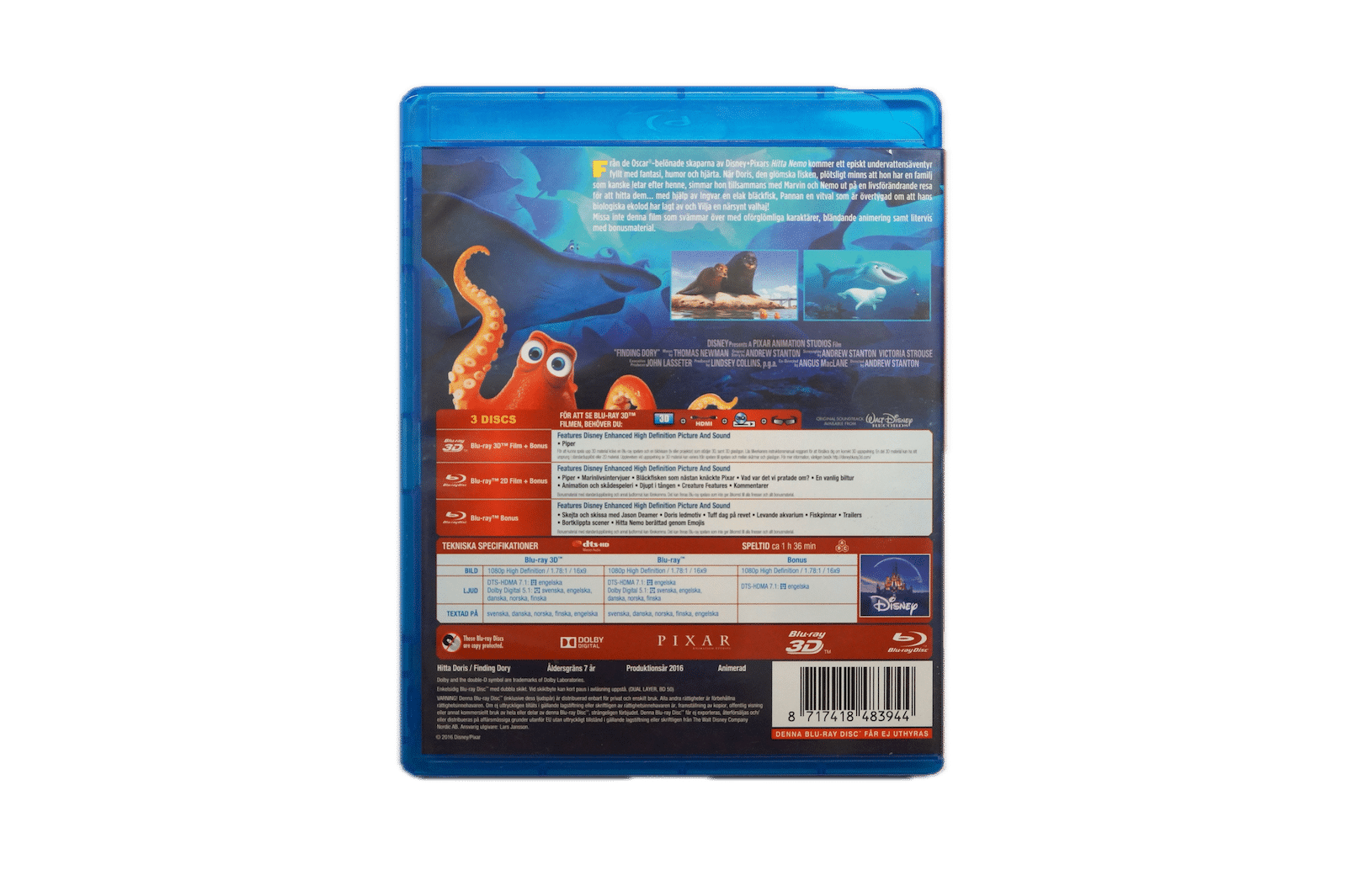 Disney Pixar Finding Dory – Blu-ray 3D + 2D (Brugt)