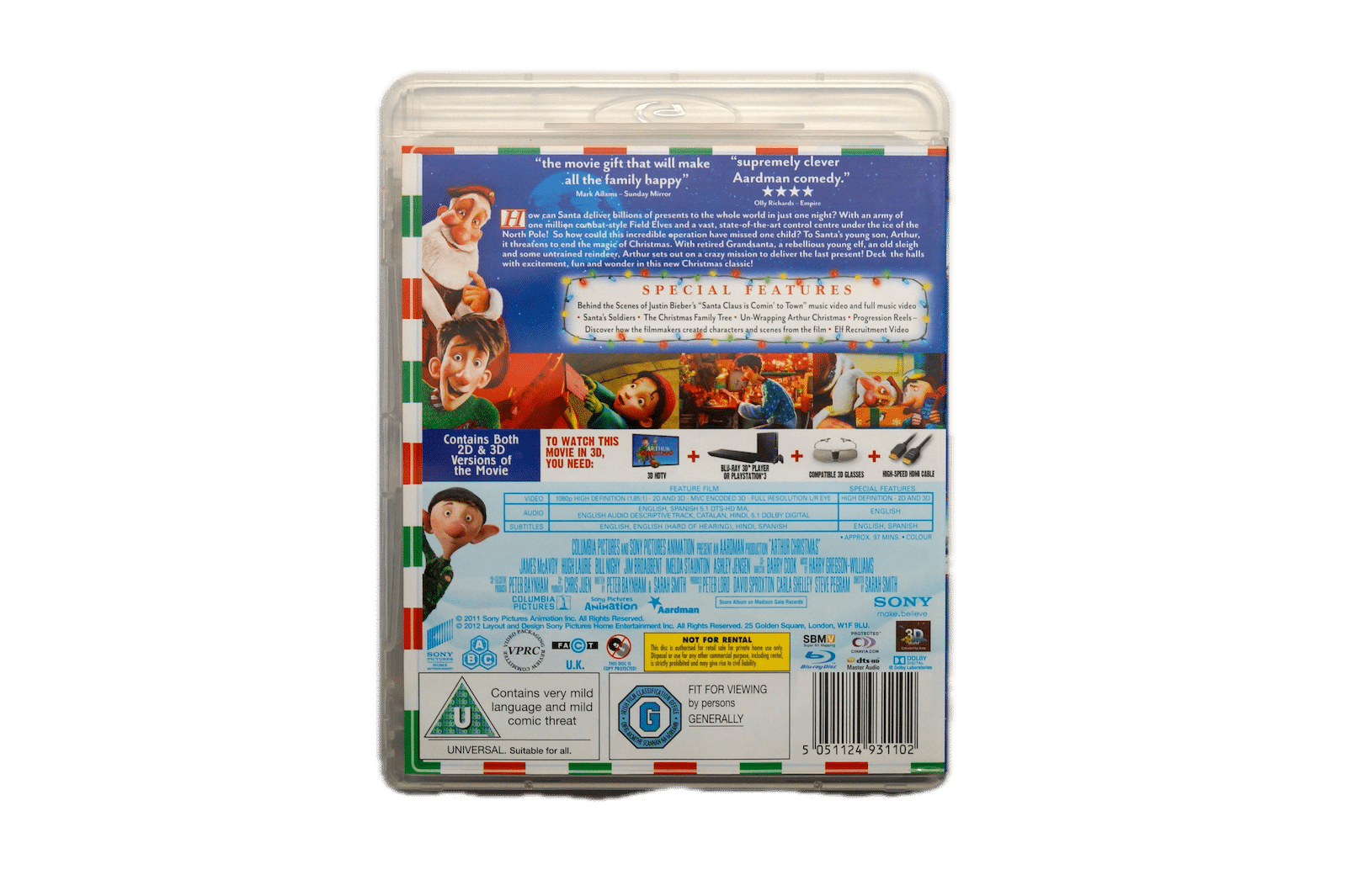 Arthur Christmas – Blu-ray 3D (Brugt) – Alle varer – Back cover