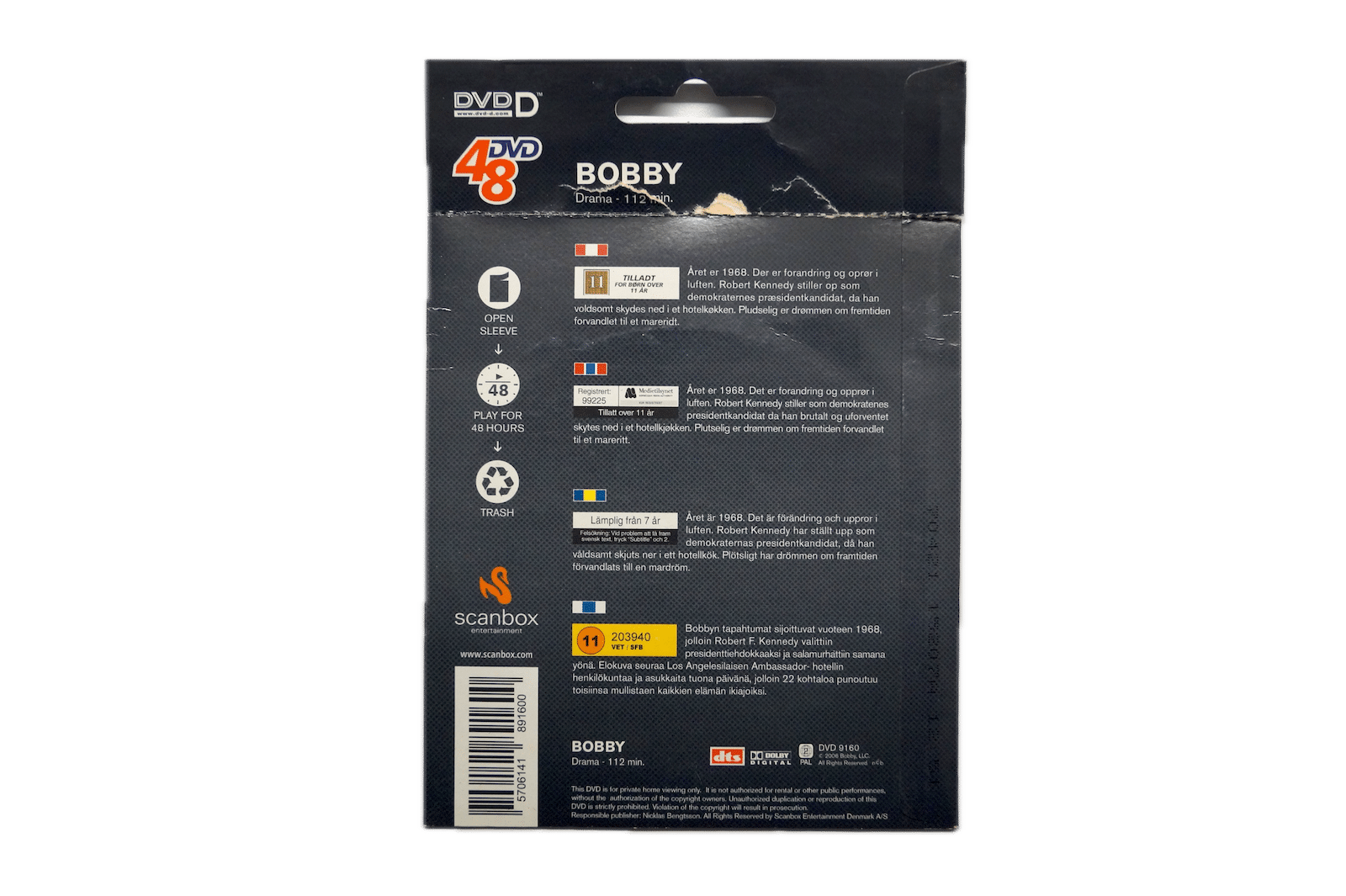 Bobby - DVD (Brugt) – Alle varer – Back cover