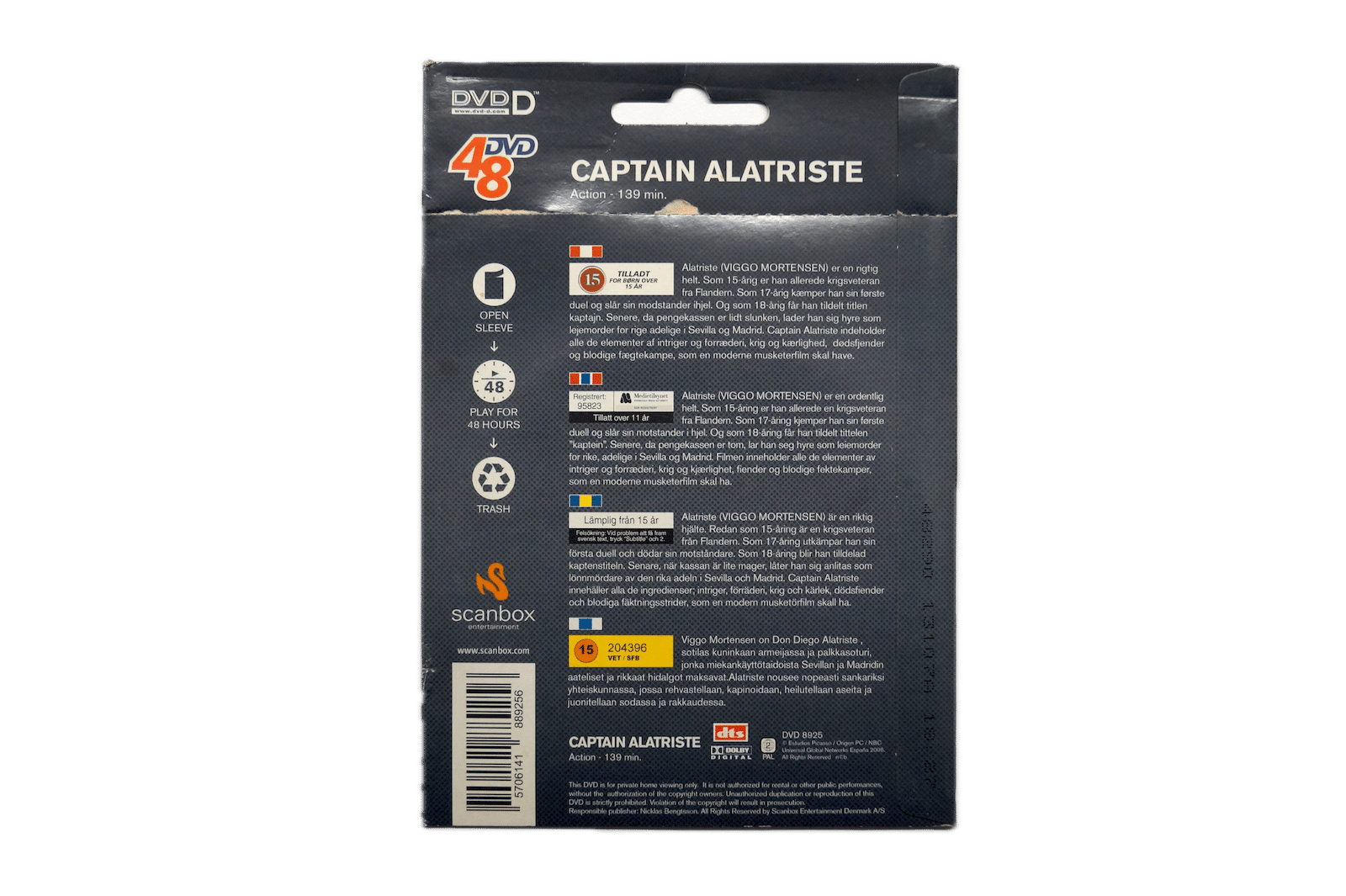 Captain Alatriste – DVD (Brugt) – Alle varer – Back cover