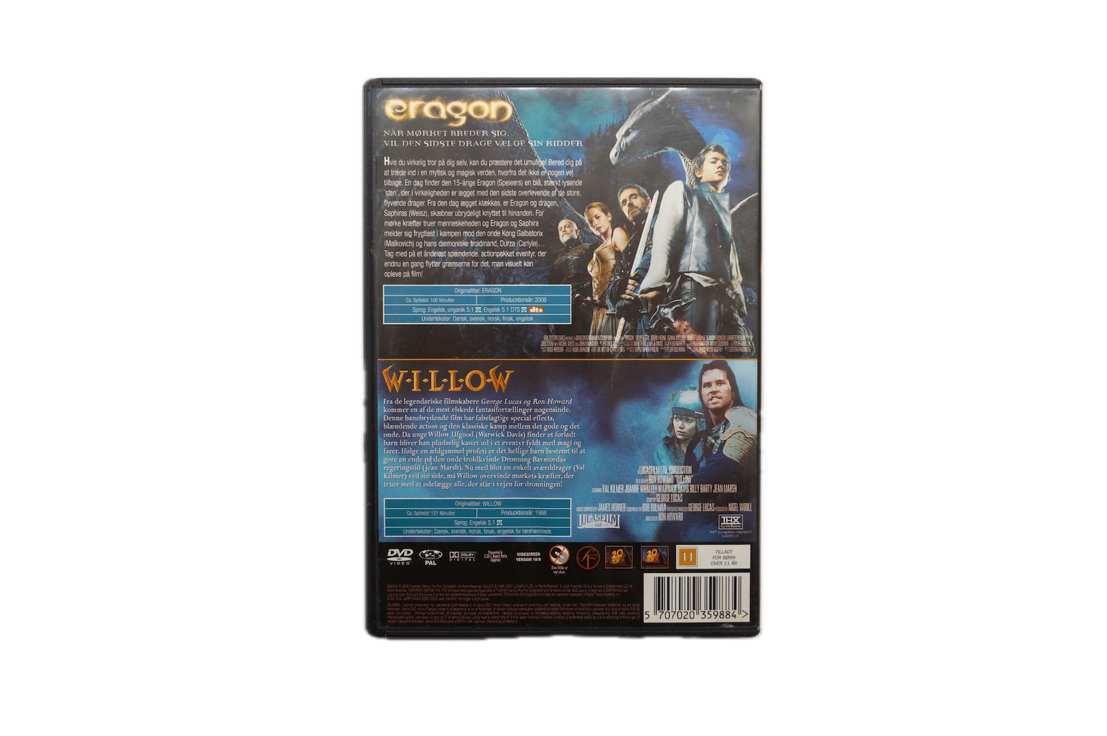Eragon / Willow – 2 Film – DVD (Brugt) – Alle varer – Back cover