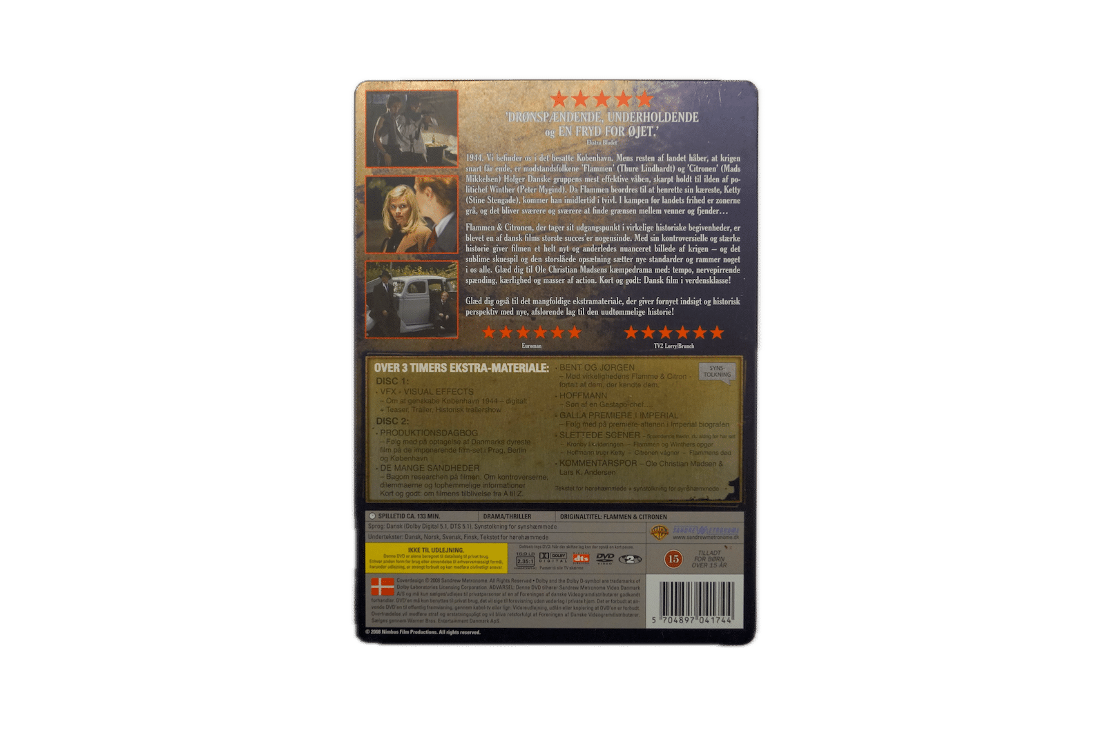 Flammen & Citronen – Eksklusiv Luksusudgave – 2 Disc – Steelbook – DVD (Brugt) – Alle varer – Back cover
