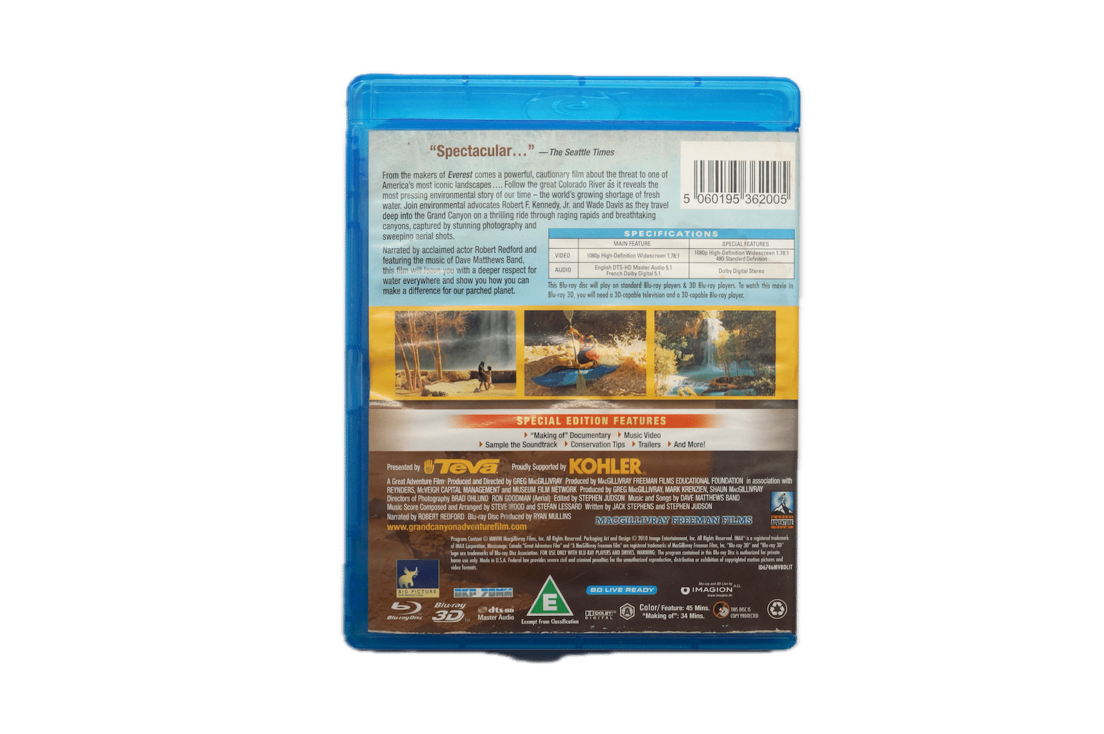 Grand Canyon Adventure – River at Risk – Blu-ray 3D + 2D (Brugt) – Alle varer – Back cover