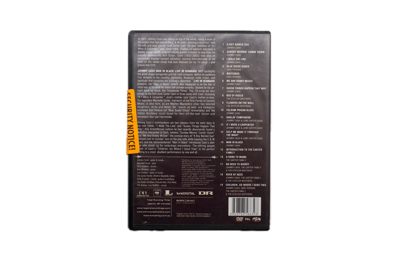 Man in Black: Johnny Cash – Live in Denmark 1971 – DVD (Brugt) – Alle varer – Back cover