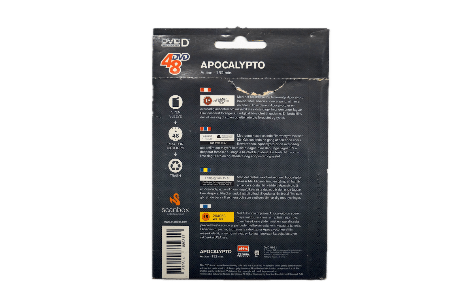 Mel Gibson’s Apocalypto – DVD (Brugt) – Alle varer – Back cover