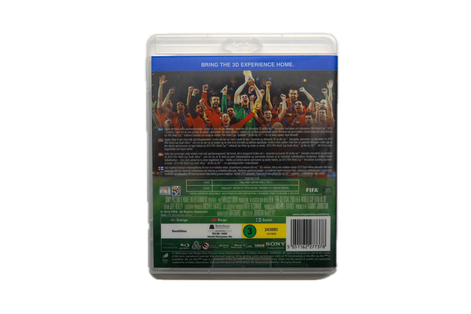 The Official 2010 FIFA World Cup Film in 3D – 3D Blu-ray (Brugt) – Alle varer – Back cover