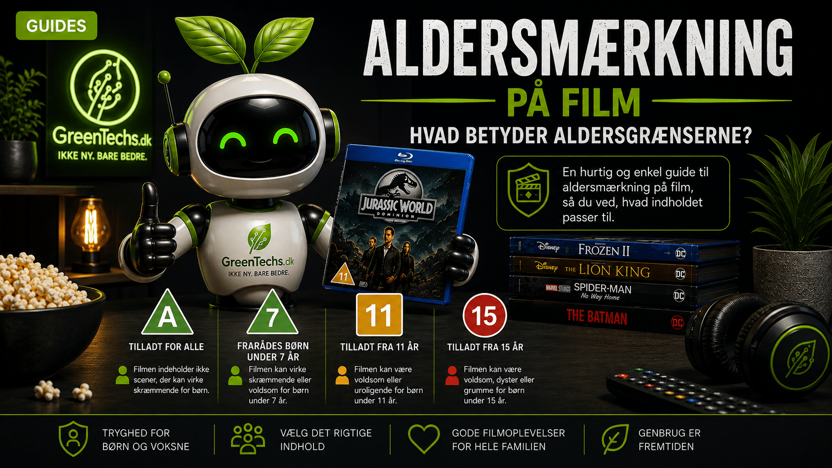 Greeni forklarer aldersmærkning på film med danske aldersgrænser A, 7, 11 og 15 år