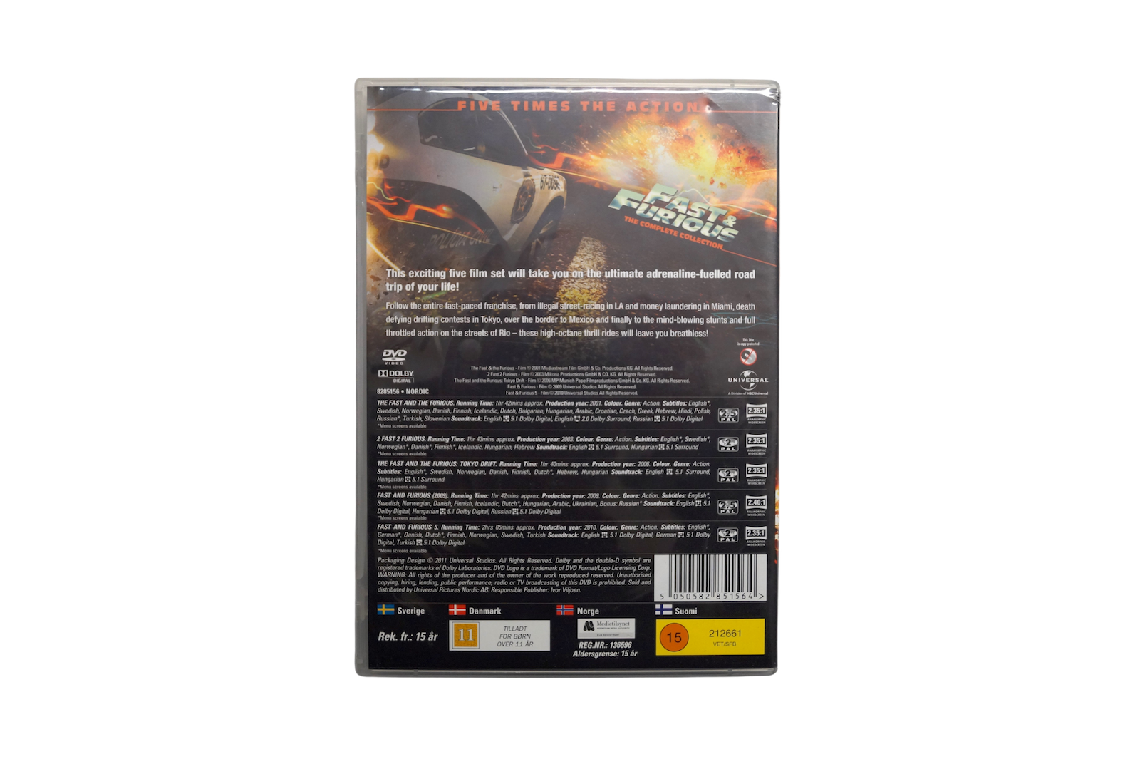 Fast & Furious – The Complete Collection – 5 Disc – DVD (Brugt)