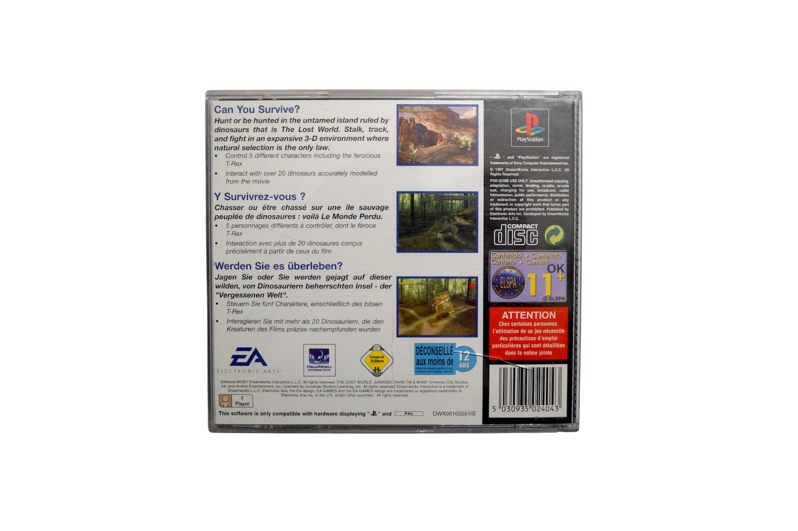 The Lost World: Jurassic Park – PS1 (Brugt) – Alle varer – Back cover